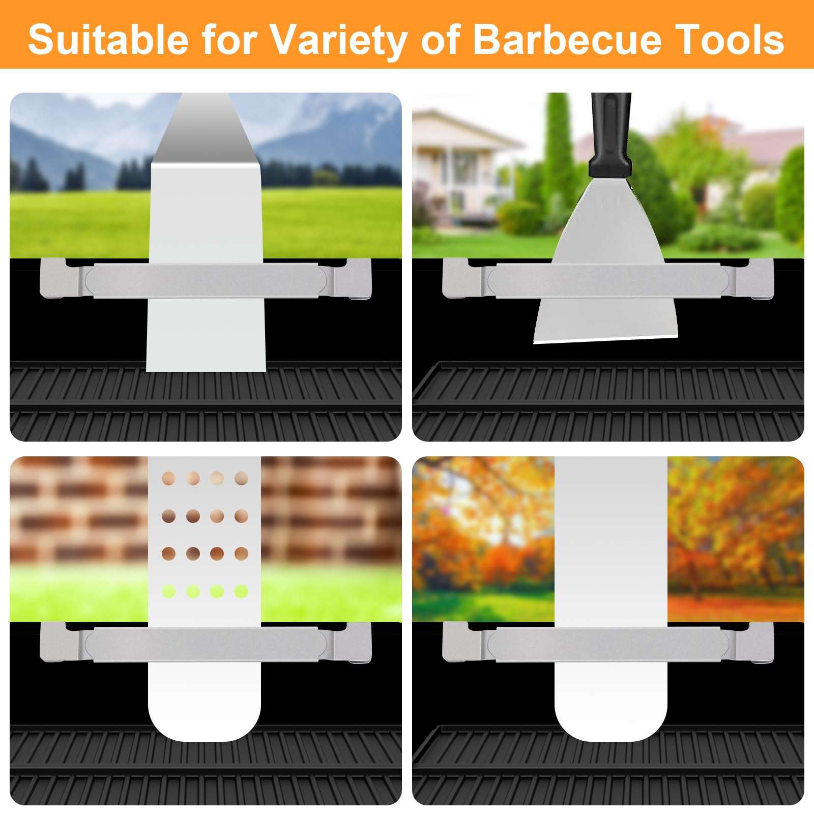 Griddle Spatula Holder, Adjustable Stainless Steel Grill Tool Hold Rack for Blackstone, Camp Chef, Royal Gourmet (Silver) 6