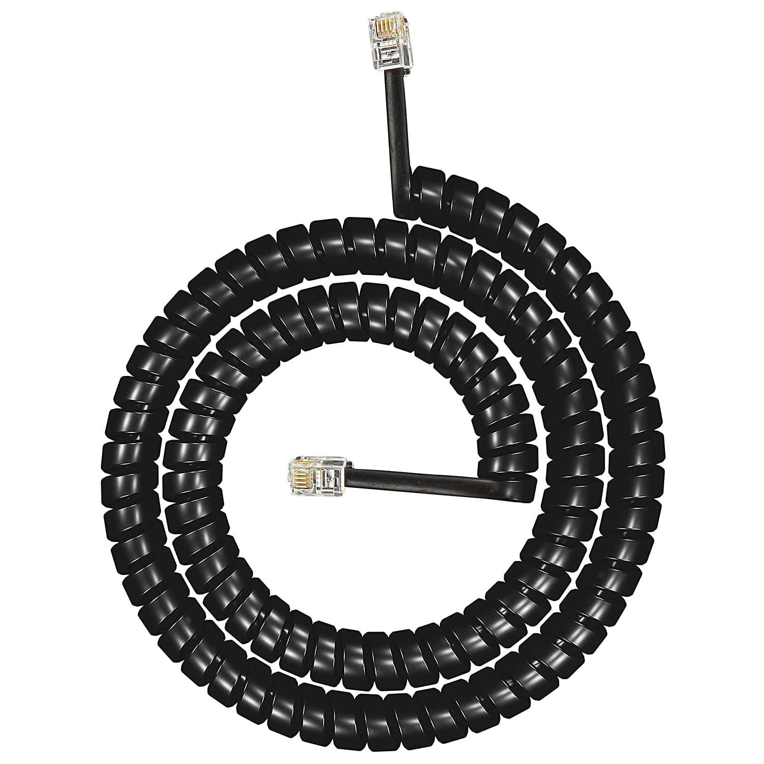 FEDUS 6.5ft Black Telephone Extension Coil Cable Cord 2 Meter Pack 1 1