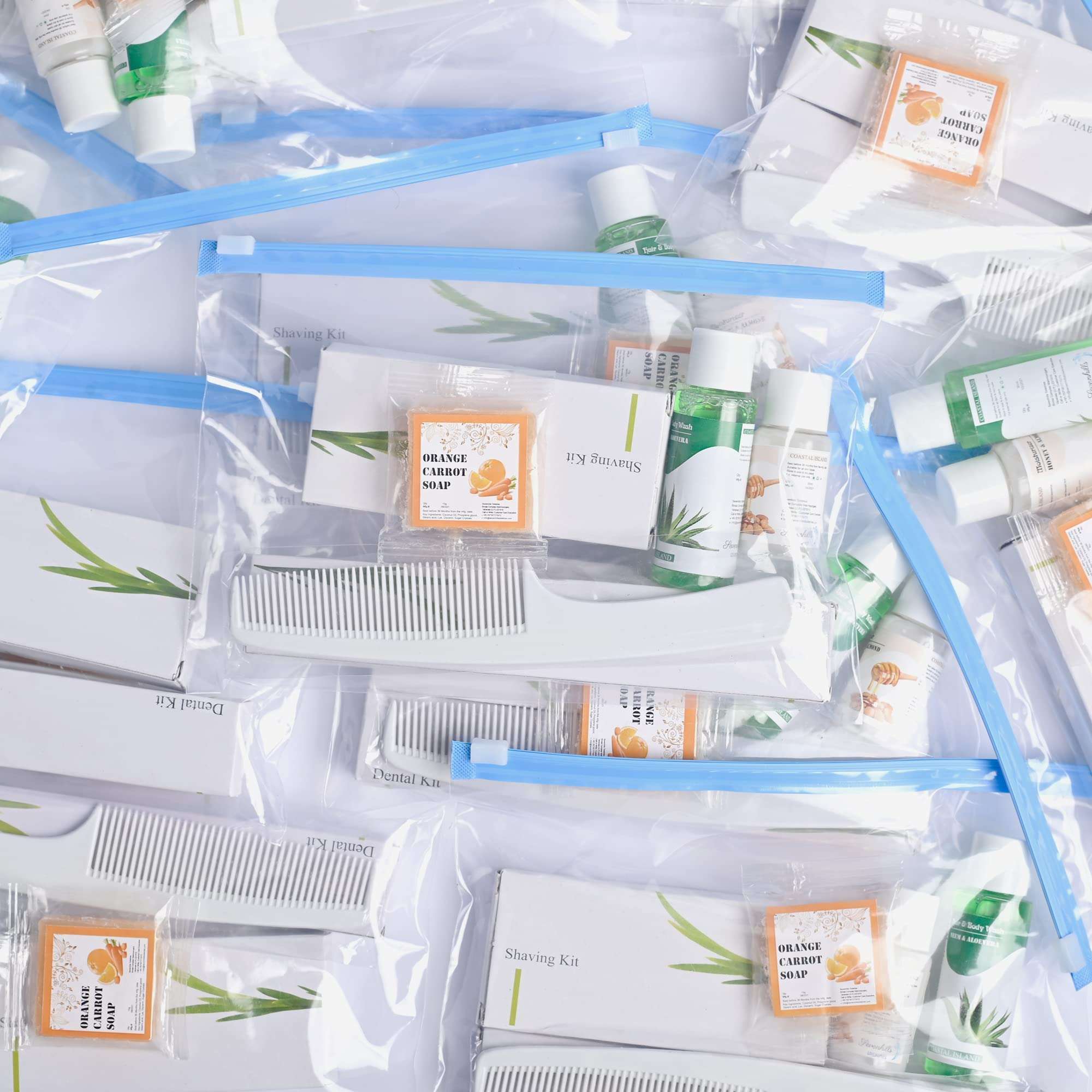 Sevenhills Toiletries 50 Sets Hotel Accessories,Guest House Kit,Guest Room Amenities,Marriage Guest Toiletry Kit Hospital Kit Zipper Pouch 9 X 6 INCH (50 Sets) 3