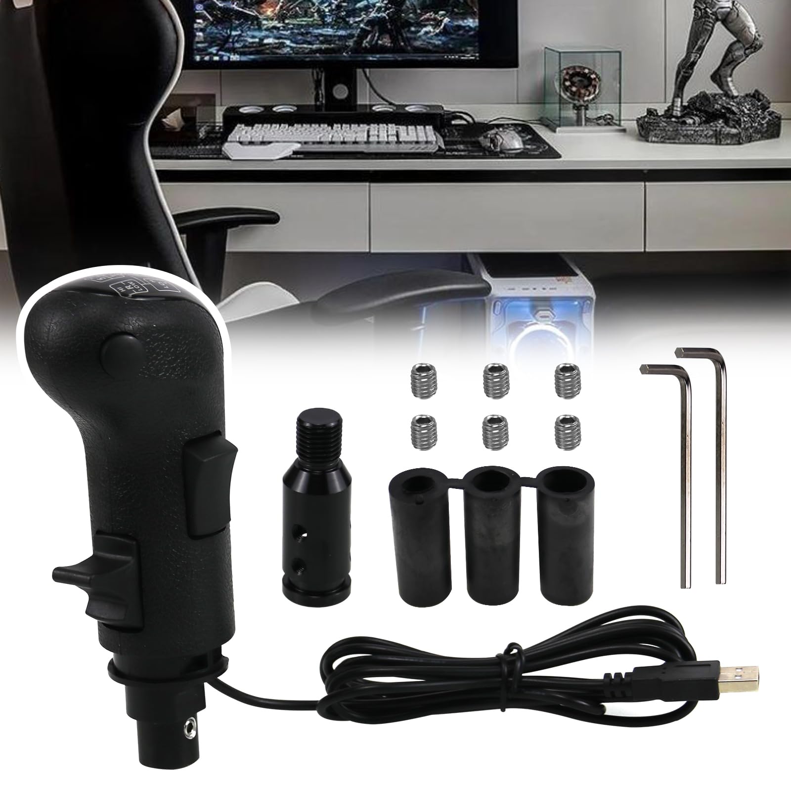 RULLINE Truck Simulator Shifter - Compatible with Logitech G29/G27/G25/G920, Thrustmaster TH8A, Fanatec SQ - Gearshift Knob for ATS & ETS2 Games - PC Sim Racing Shifter 1