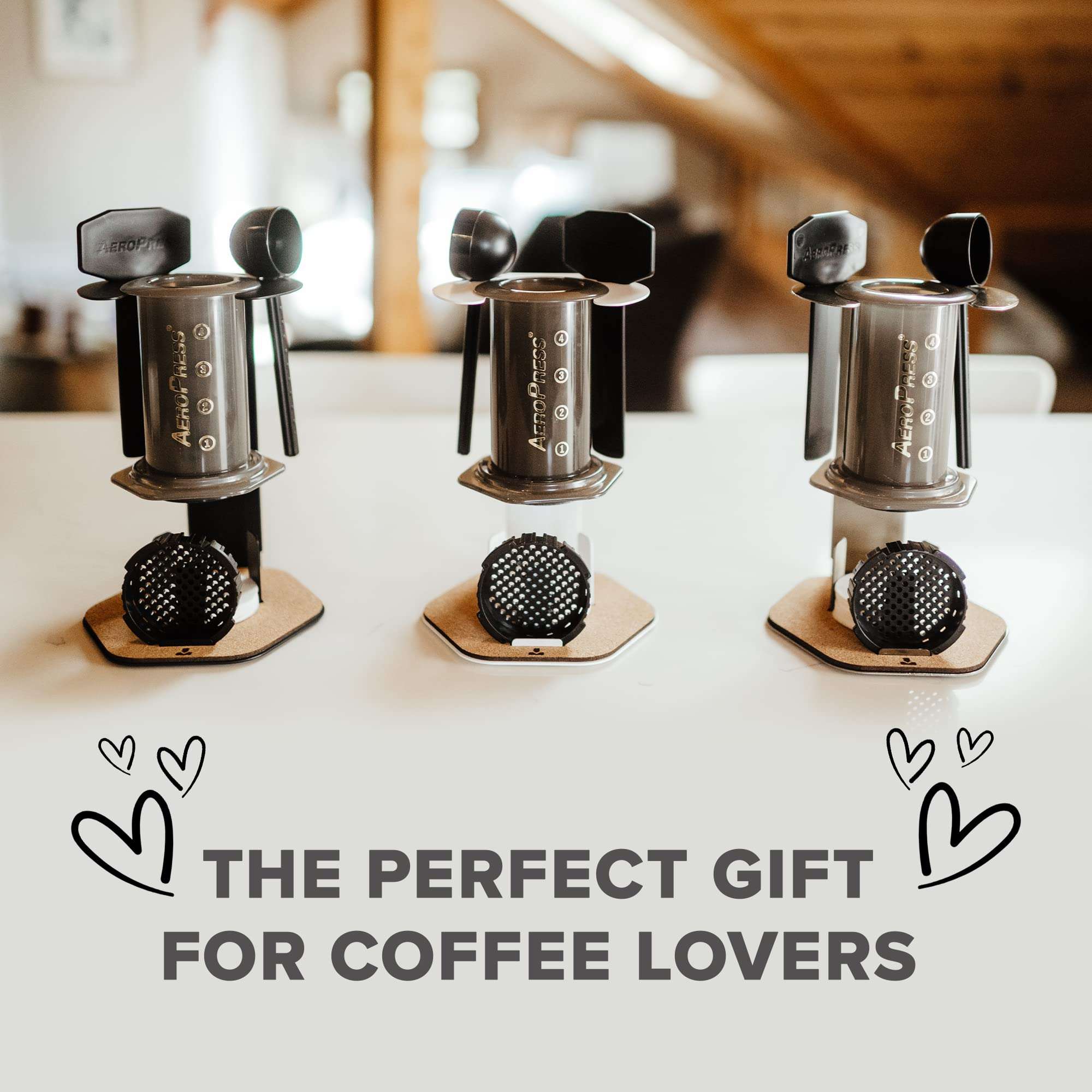 Organizer for AeroPress® Coffee Maker, Caddy Station holds Coffee Maker, Filters, Accessories, Space Saving, Steel and Cork, Precision Fit for Original and GO - Companion for AeroPress® by PBD (Black) 6