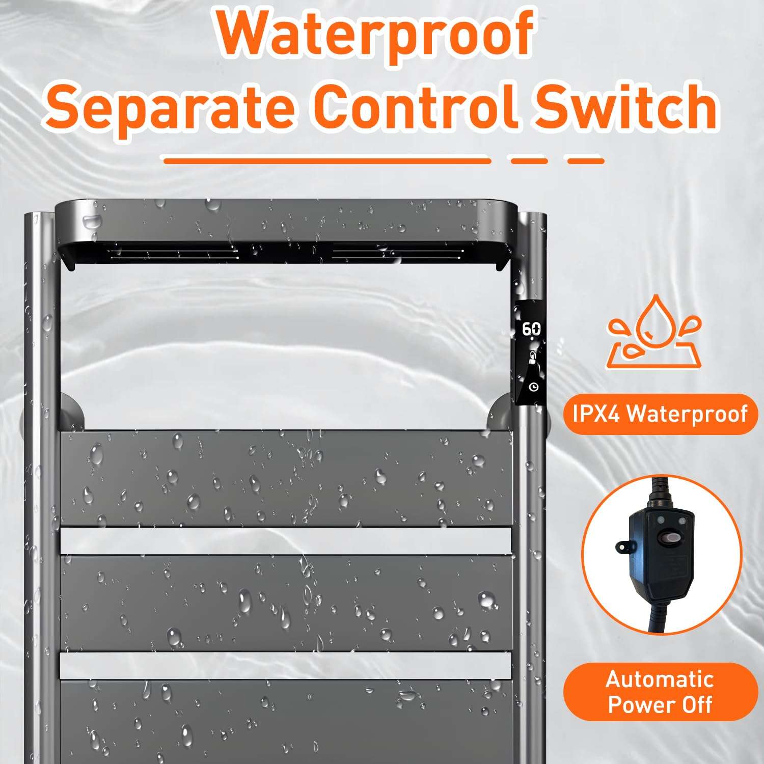 Towel Warmer Rack, Bar Heated Towel Rack Wall Mounted with Auto Shut-Off Timer, Large Area Heating Panels, Waterproof Wall-Mounted Towels Heater for Bathroom & Kitchen (Small) 6