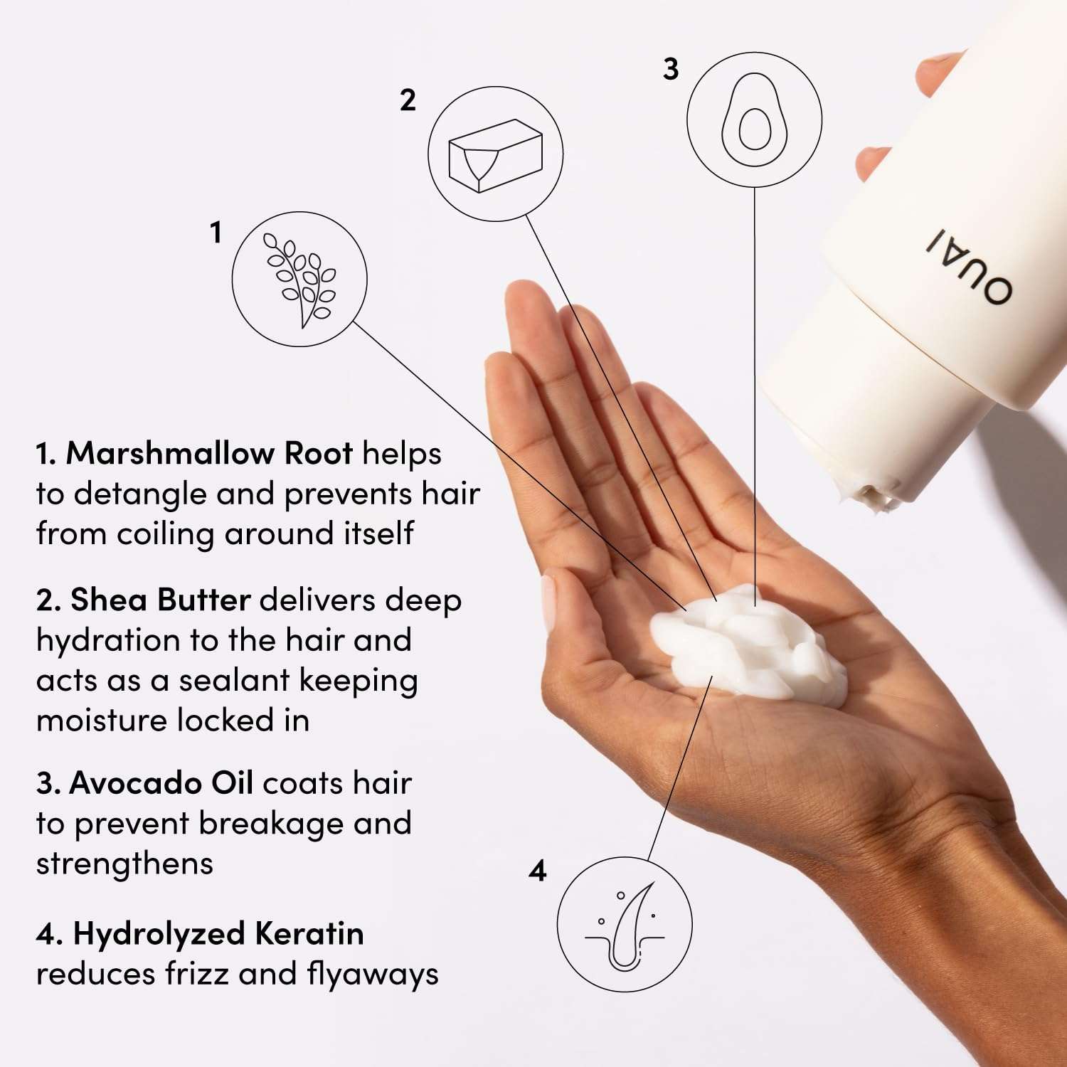 OUAI Thick Shampoo and Conditioner Set - Sulfate Free Shampoo and Conditioner for Thick Hair - Made with Keratin, Marshmallow Root, Shea Butter & Avocado Oil - Free of Parabens & Phthalates (10 Fl Oz) 6