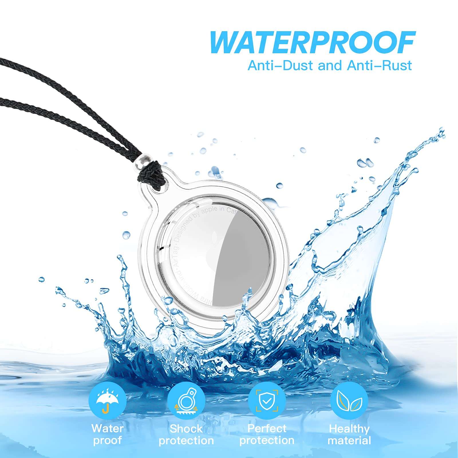 Airtag Necklace for Kids, Women & Adults | Adjustable Silicone Lanyard - Crystal Clear Waterproof Holder for Apple AirTag | Discreet Tracking Jewelry for Safety​ 4