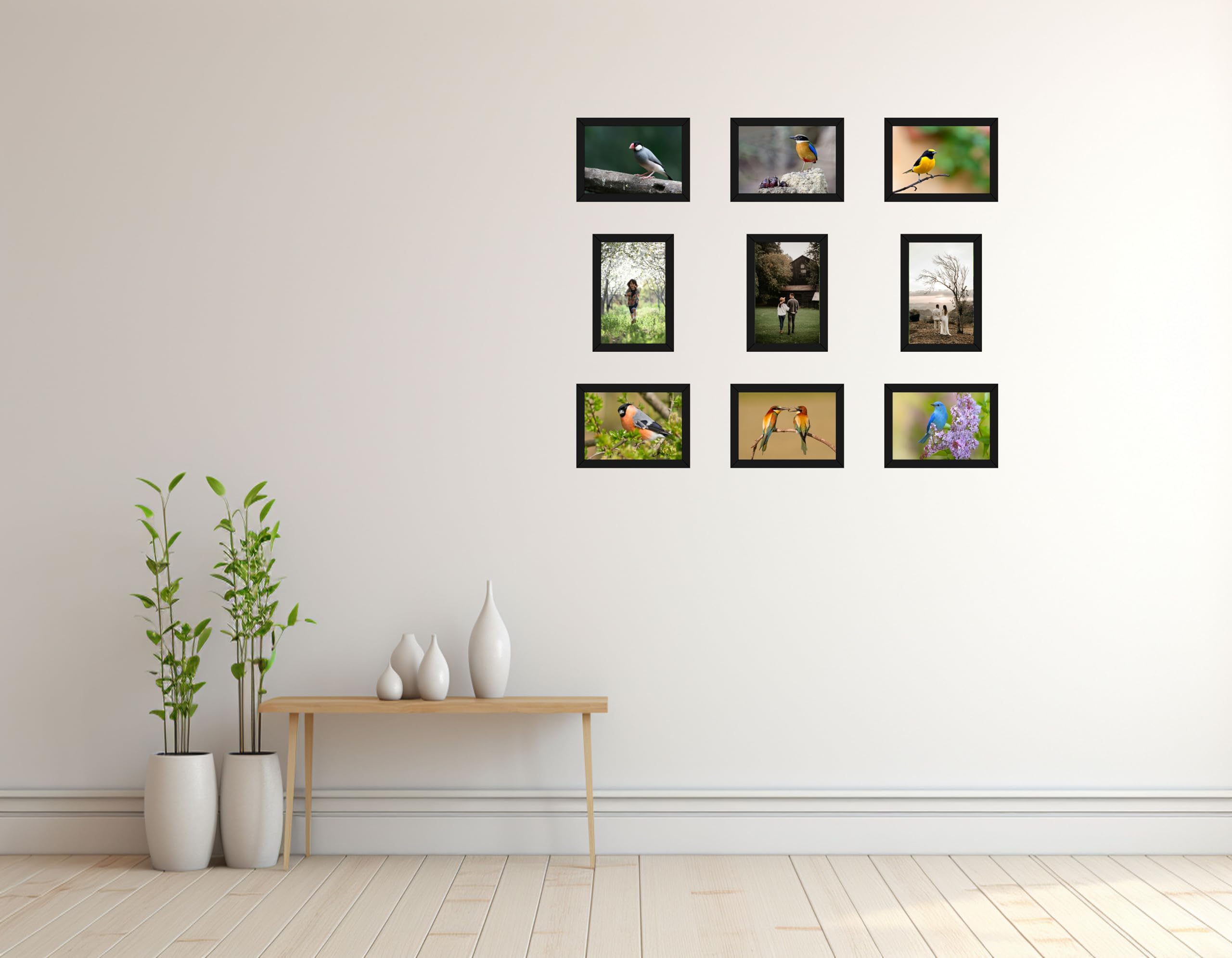 HK PRINTS Photo Frame for Home Office School Decoration Set of 9 A4 Frames Combo for Wall Hanging (8x12 Inch, Synthetic Wood, Plexiglass) F-9 4