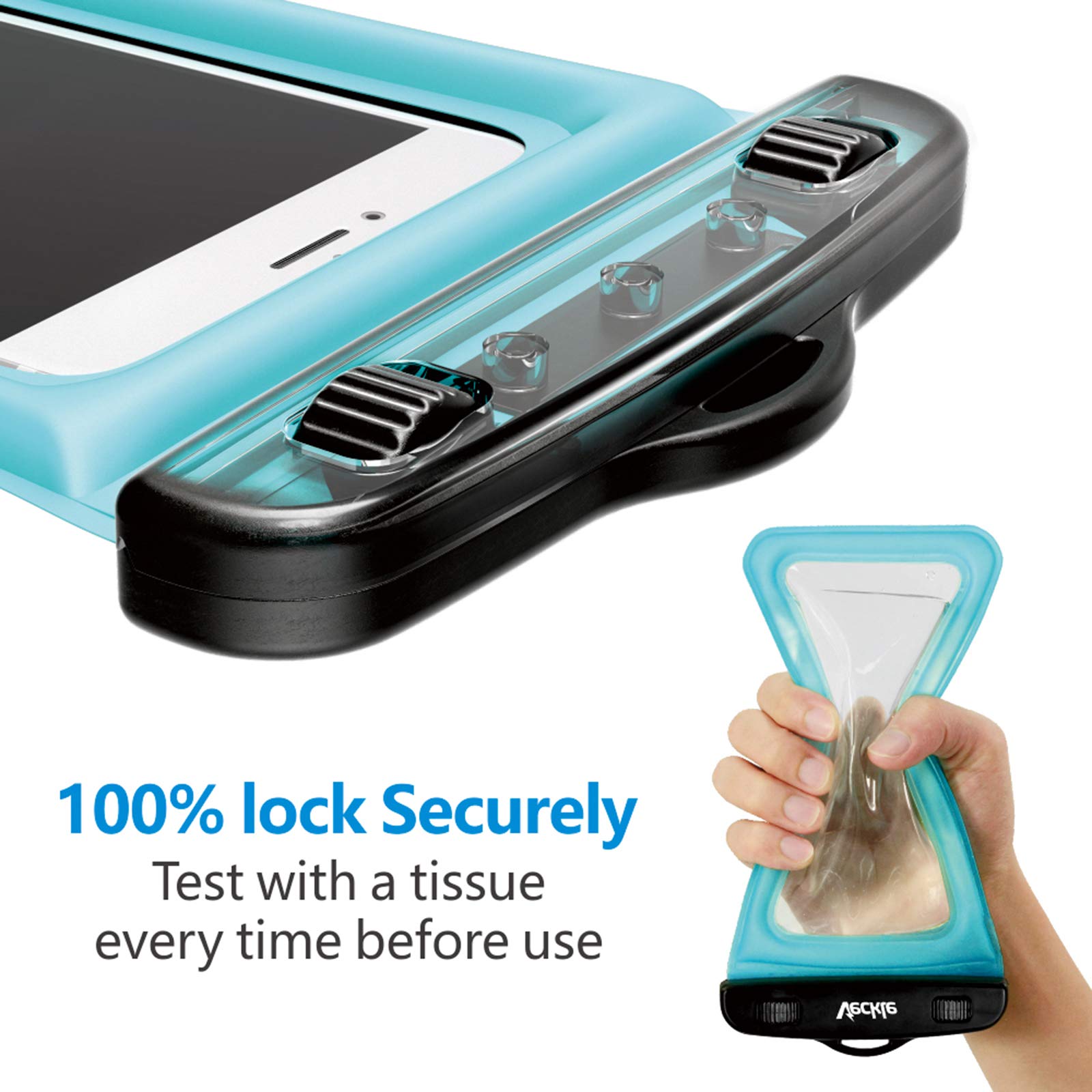 Waterproof Phone Pouch, Veckle 3 Pack Clear Universal Water Proof Cell Phone Pouch Floating Dry Bag Waterproof Case Beach Bag for Smartphones Black White Blue 5