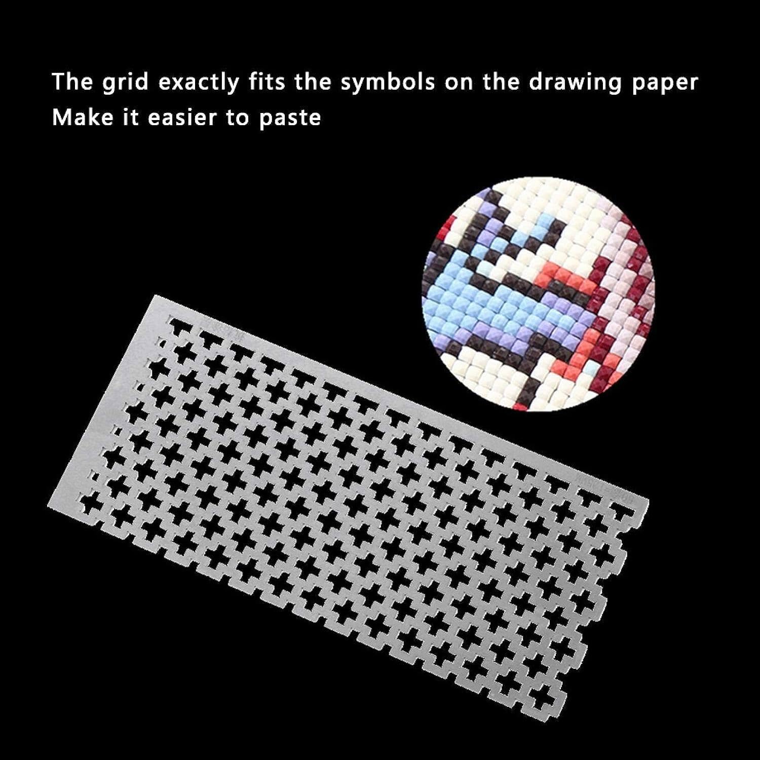 Stainless Steel Ruler 5D Square Diamond Drawing Ruler Rhinestones Dotting Point Tool Cross‑Stitch Embroidery Art Supplies Decor 6