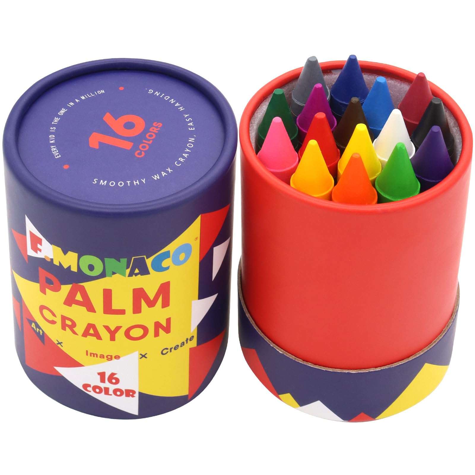 Lebze Jumbo Crayons for Toddlers, 16 Colors Non Toxic Crayons, Easy to Hold Large Crayon for Kids, Safe for Babies and Children Flower Monaco 1