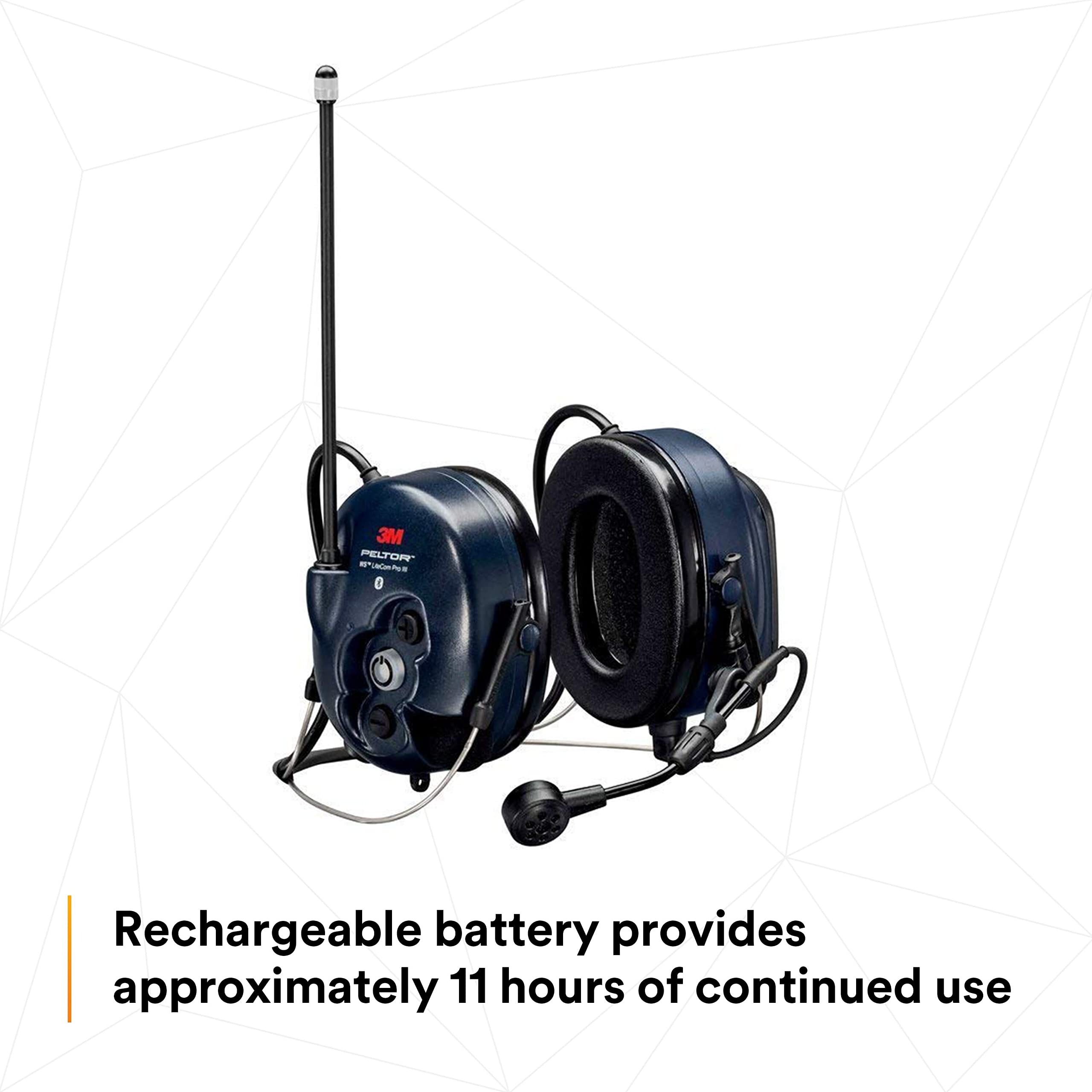 3M PELTOR WS LiteCom PRO III Headset, Neckband, Professional Grade Durability, Wireless Two-Way Communication Radio, Bluetooth, Boom Microphone, Navy Blue, MT73H7B4D10NA 6