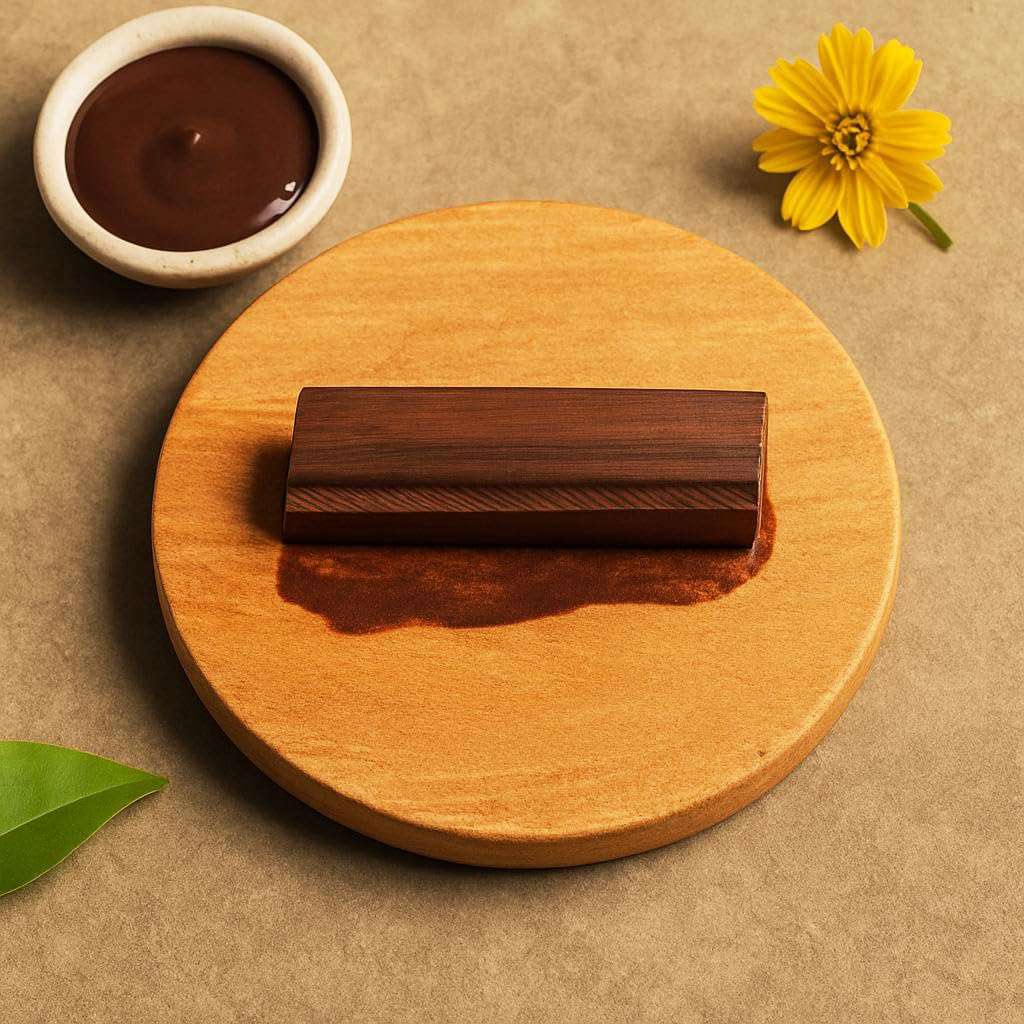 KC PRODUCTS Natural Sandalwood (Chandan) Pata Board with Red and White Sandalwood Stick Chandan Stick for Puja, Tilak, Face (1 Board with 2 Original Natural Sandalwood Sticks RED+White -Size 5-inches) 6