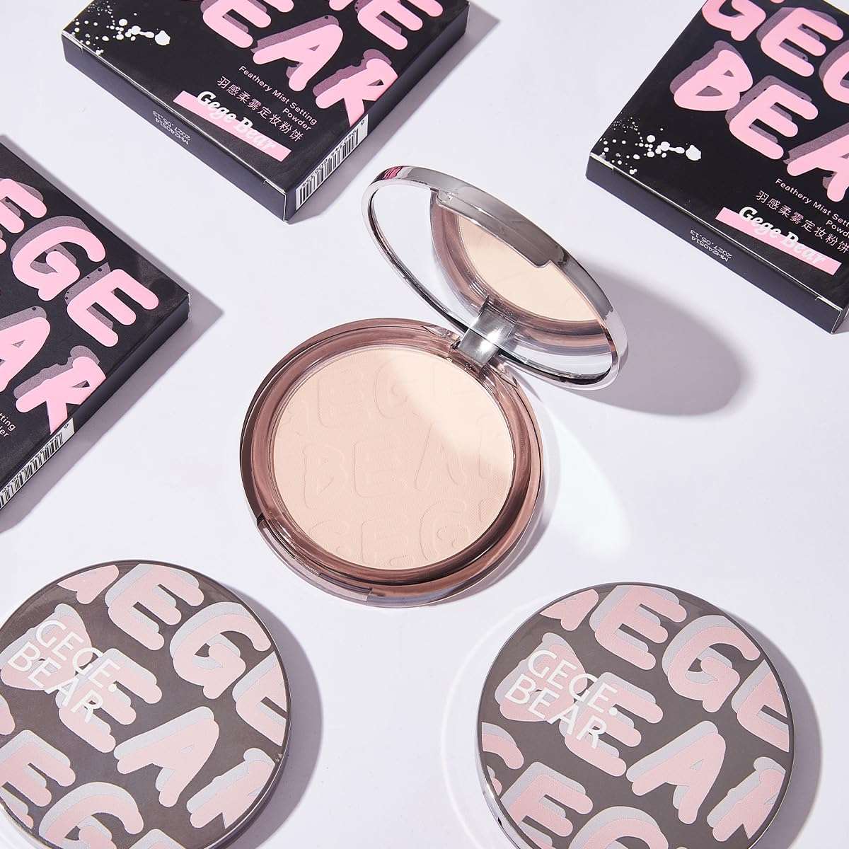 Gege Bear Feathery Mist Setting Powder | Best Compact for Face | Matte Finish | Natural Effect | Compact Mirror | Loose Powder for Makeup Setting | Waterproof Sweatproof | Soft Skin Tone | Compact Powder for Women (03#Natural Colour, 10g) 4