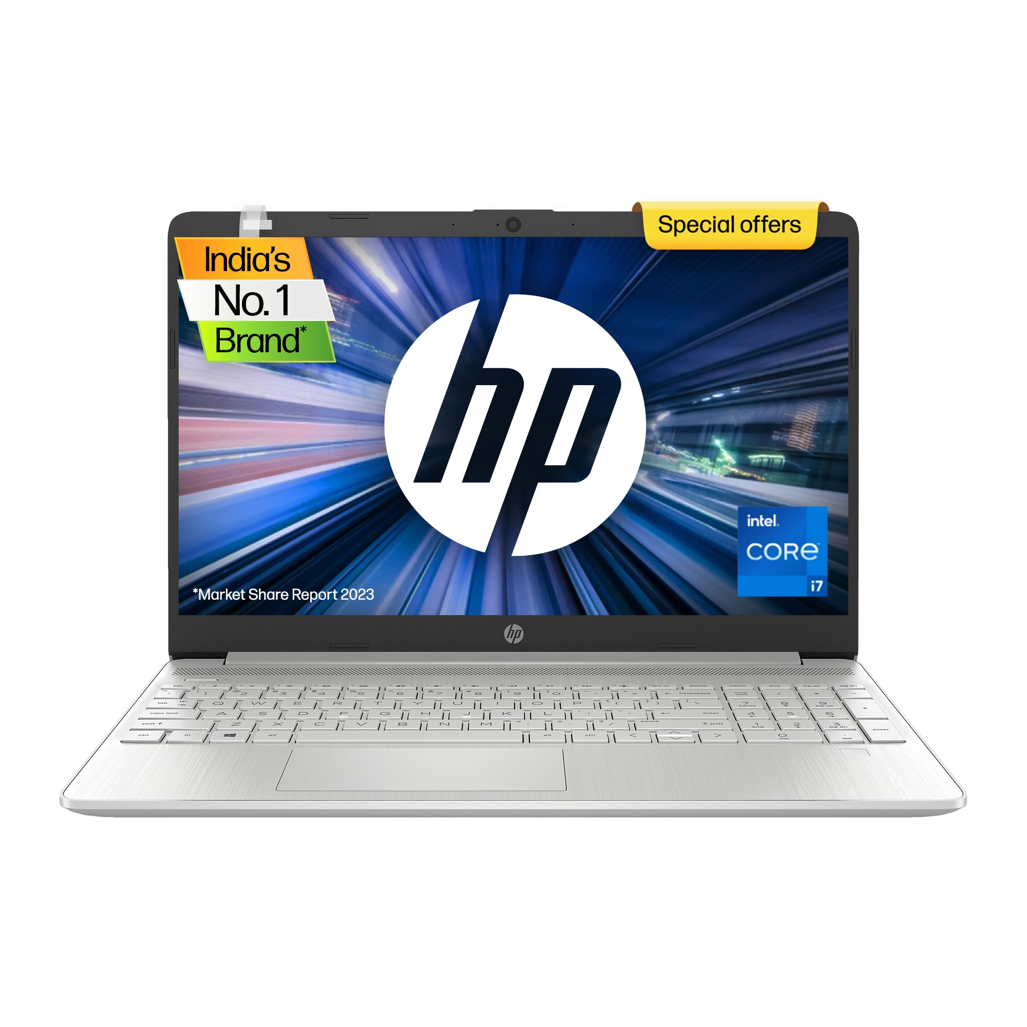 HP Laptop 15s, 12th Gen Intel Core i7-1255U, 15.6-inch (39.6 cm), FHD, 16GB DDR4, 512GB SSD, Intel Iris Xe Graphics, Backlit KB, Thin & Light (Win 11, MSO 2021, Silver, 1.69 kg), fq5190TU 1