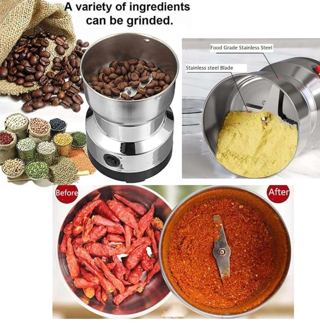 Wowfit Mini Mixer Grinder Small Size - Grinder Machine for Home, Mini Grinder for Spices, Masala, Chutney - Electric Portable Nima Mixer with Stainless Steel Blades, Coffee Beans Grinder 5