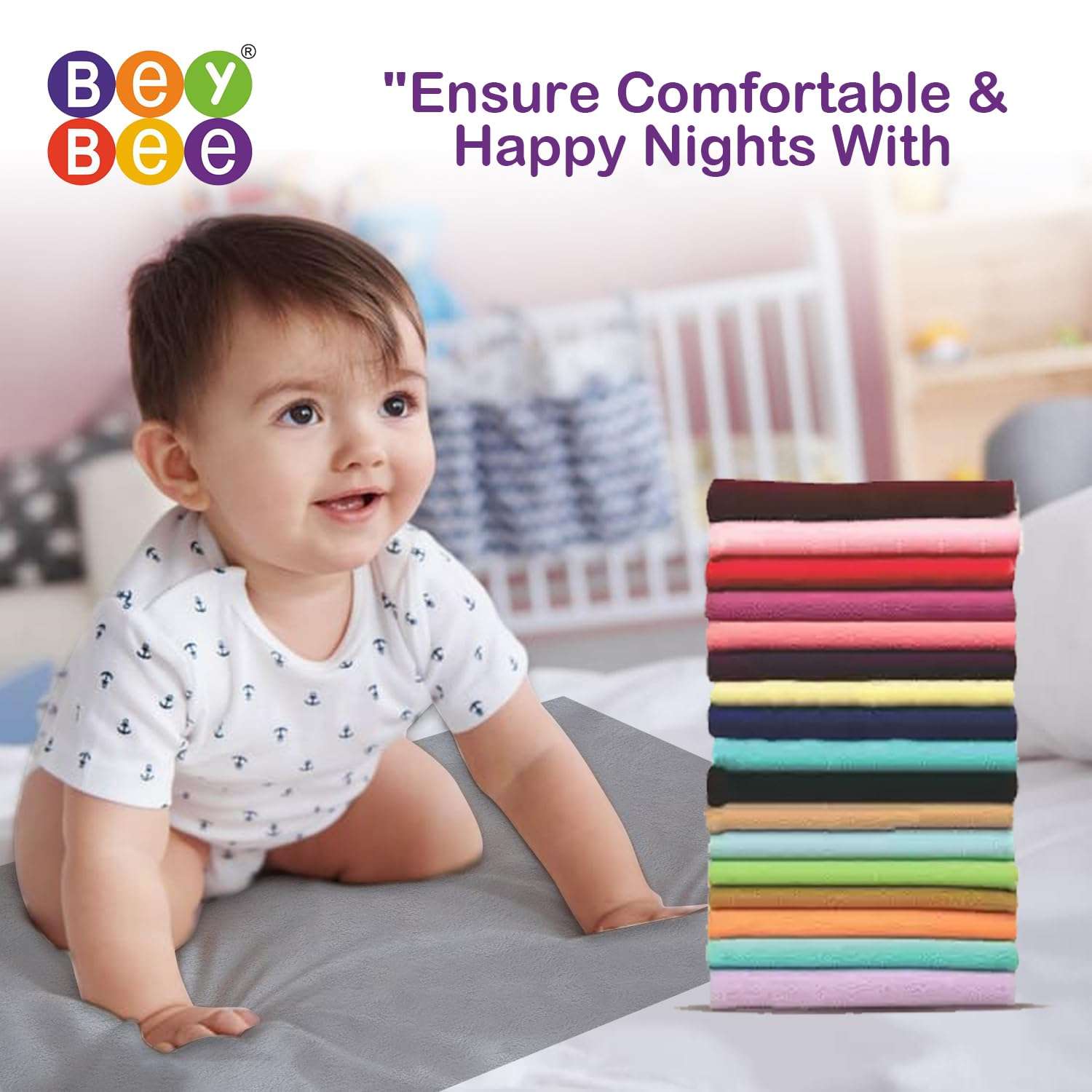 BeyBee Instadry Anti-Piling Fleece Extra Absorbent Quick Dry Sheet for New Born Babies, Cotton Bed Protector Mattress, Reusable Waterproof baby Cot sheet for Toddler Infant, Small size Pack of 2 (70x50cm, Grey) 5