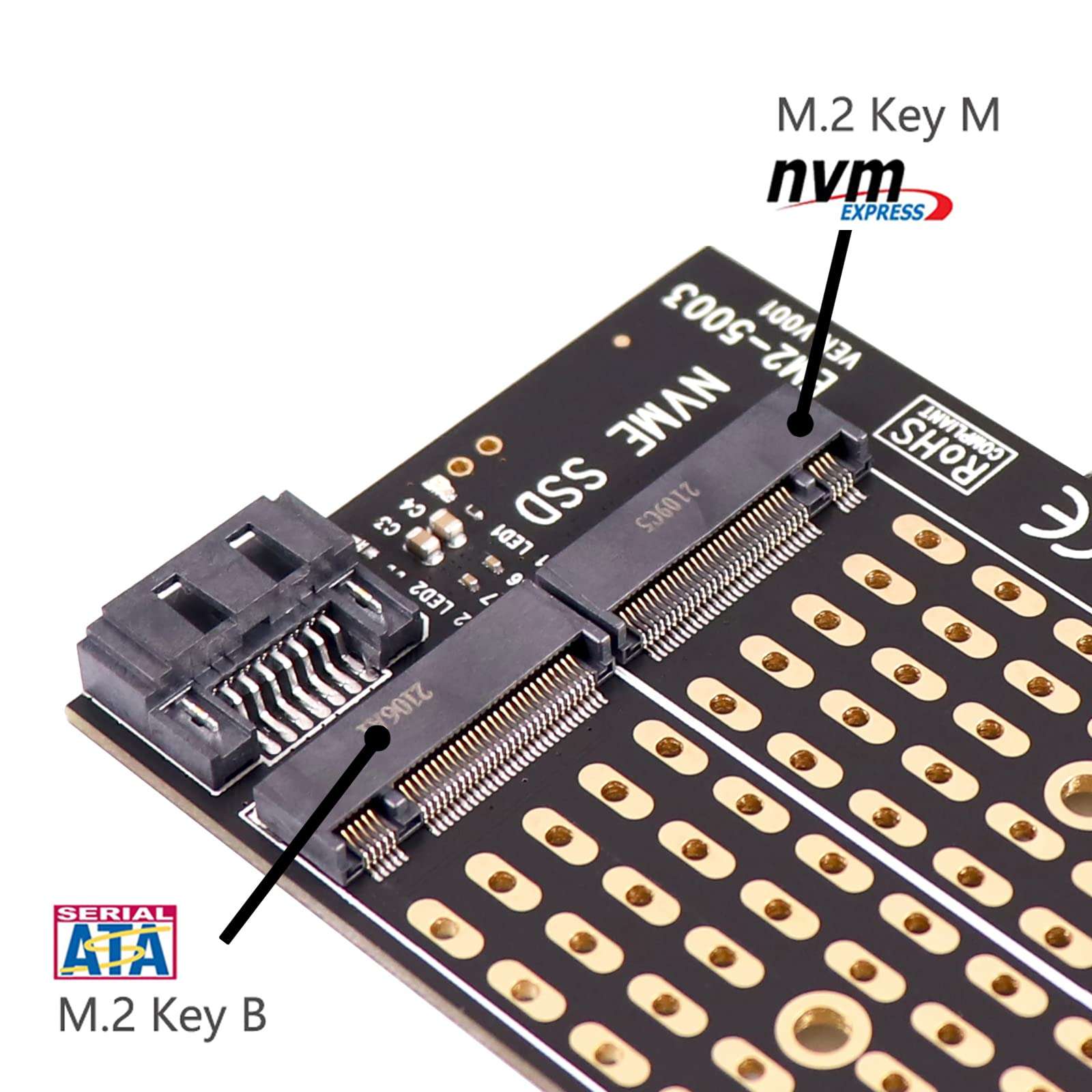 M.2 NVMe PCIe Adapter,Dual M2 SATA B Key and NVMe M Key to PCI-e x4 Adapter Card for 2280 2260 2242 2230 SSD, with M.2 Heatsink 4