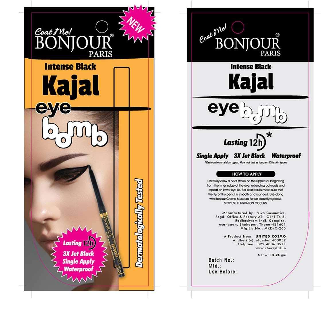 Bonjour Paris Metallic Eye Pencil (Cool Purple) + Auto Kajal- Combo Offer (40% Discount) 3