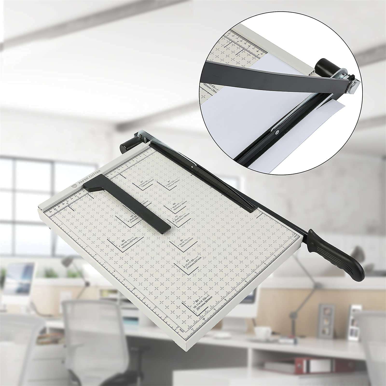 Paper Cutter B4 Stack Paper Trimmer Guillotine Heavy Duty Metal Base, 15" Cutting Length with Guard Rail Safety Blade Lock, 10-Sheet Capacity, Guillotine Paper Slicer Cutter for Office Home School 6