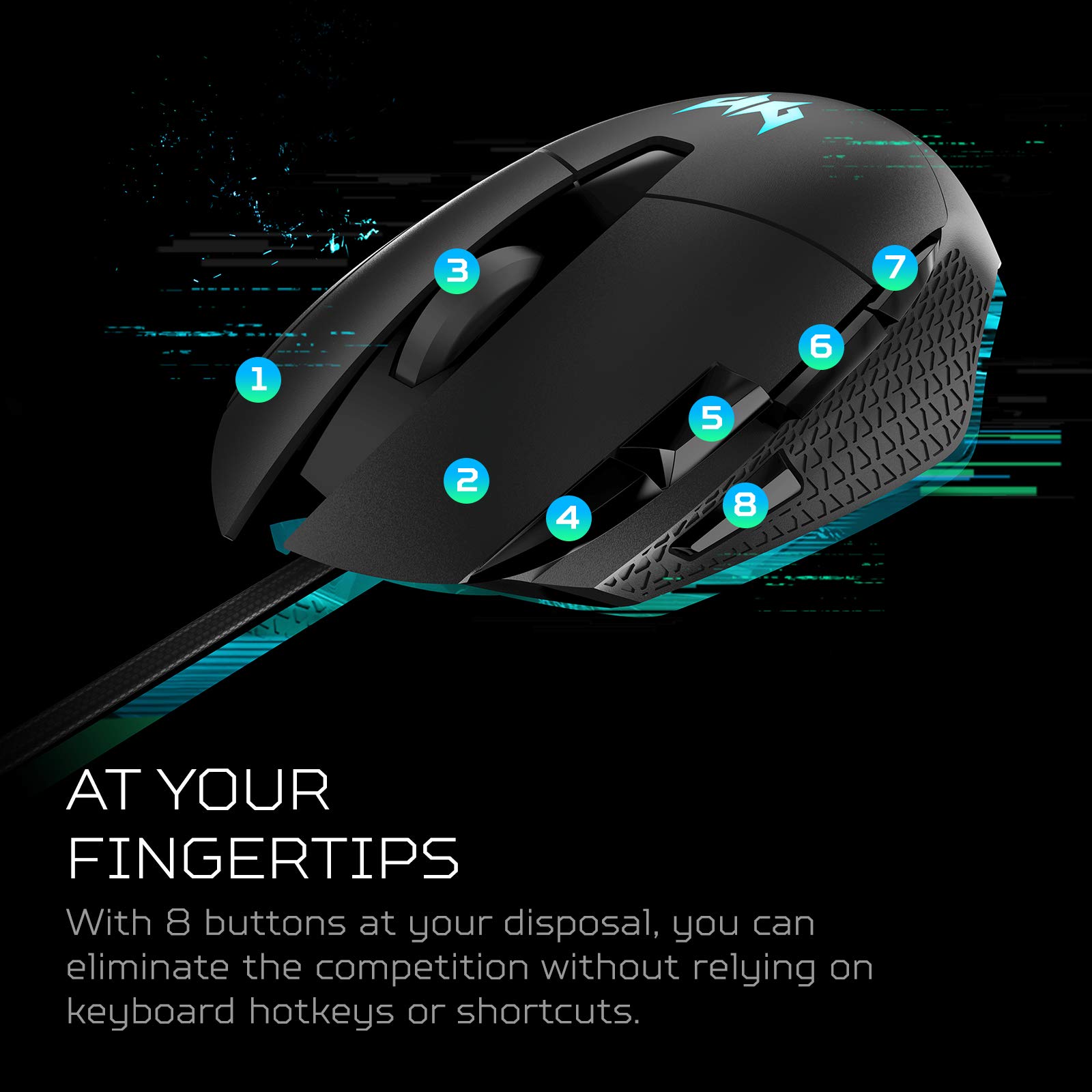Acer Predator Cestus 315 Gaming Mouse with PixArt Sensor, Adjustable DPI & 8 Buttons Including Burst Fire 5