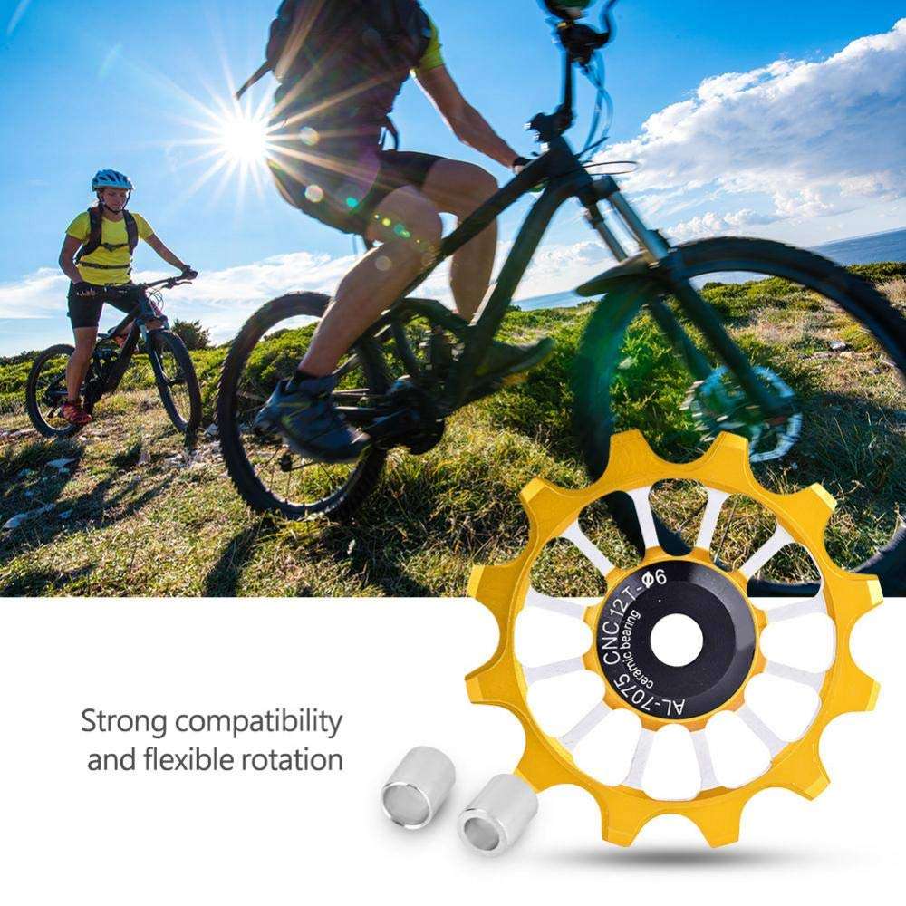 Derailleur Pulley Aluminum Sealed Bearing Wheel Wheel Rear Derailleur Pulleys 12T Ceramic Aluminum Wheel Rear Fit 4/5/6mm Screws Support 7/8/9/10 Speed 5