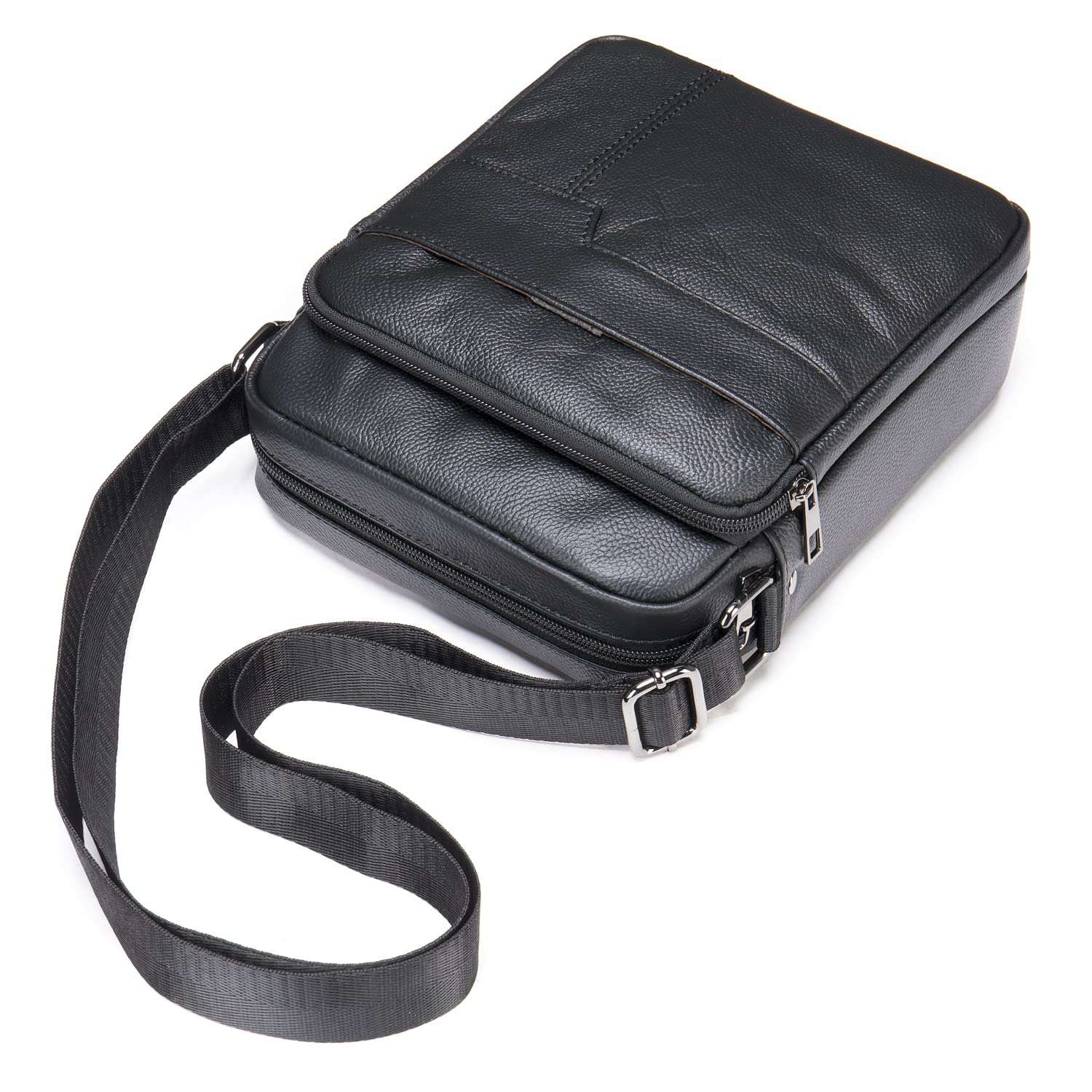 SHLKNKLE Leather Shoulder Messenger Bag for Men Travel Business Crossbody Pack Wallet Phone Pouch Purse Pocket Daypack (Black) (Color : #01black) 6