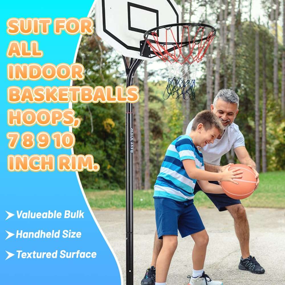 7 Inch PVC Mini Basketball for Indoor Basketball Hoops, 7" Rubber Small Toddler Basketball for Over Door Basketball Hoop Sets, Little Pool Basketballs for Kids, Stocking Stuffer(3 PCS with Air Pump) 6