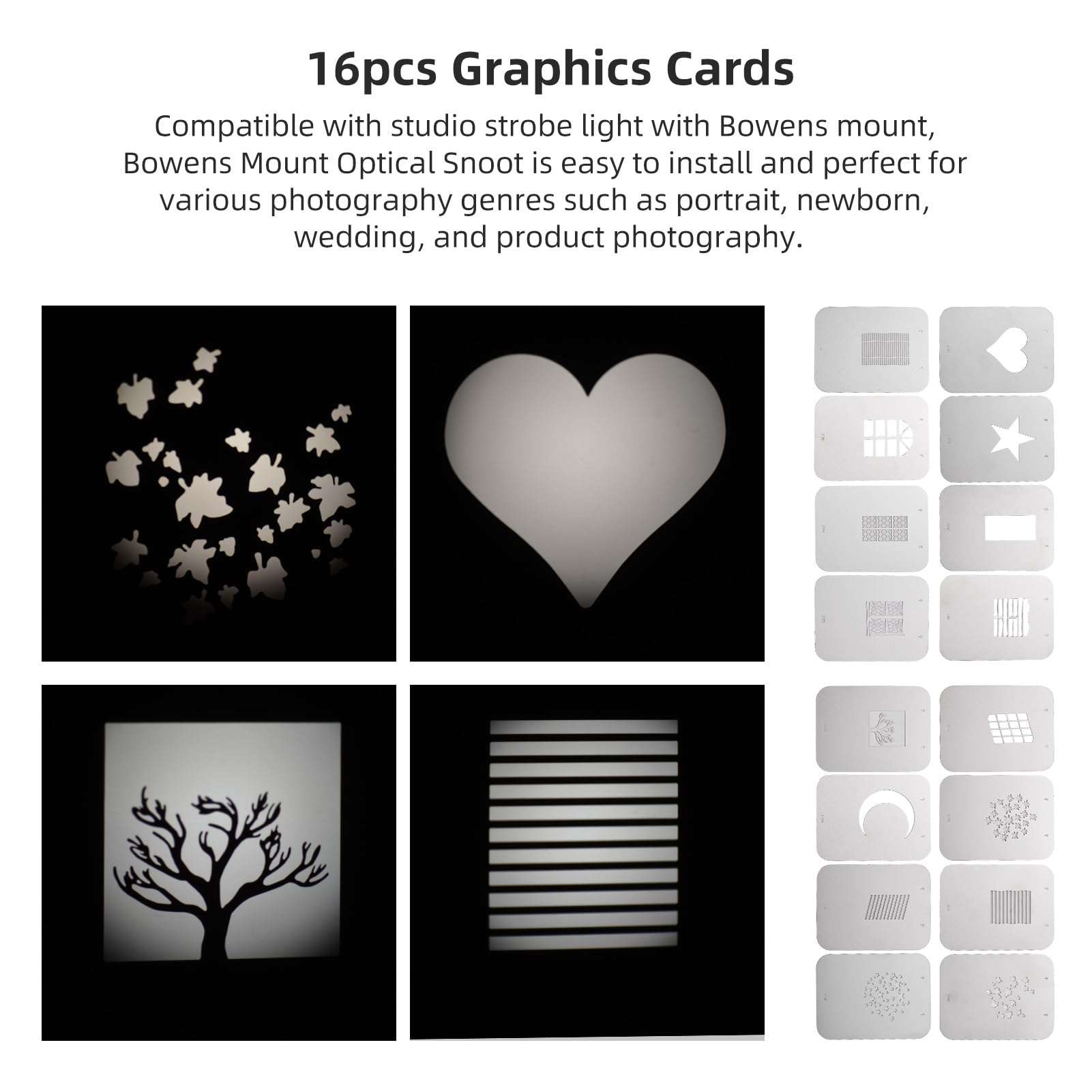 Andoer Bowens Mount Optical Snoot Conical Focusing Condenser with 120mm F2.0 Lens Card Slot Adapter 16 Graphics Cards and 8 Color Filters Photography Light Accessories 3