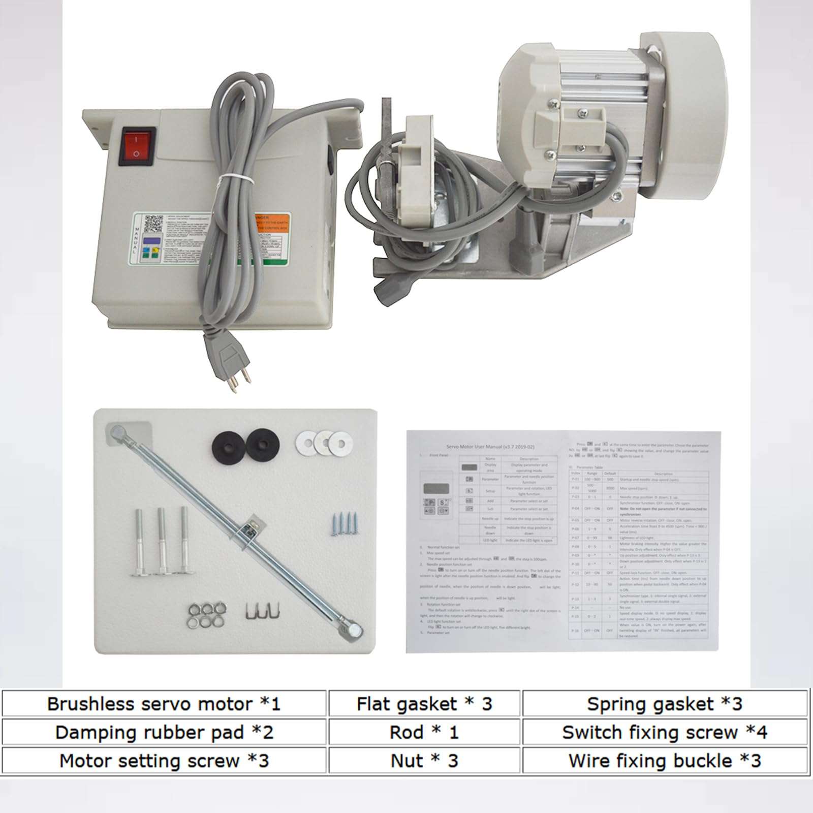 INTBUYING Sewing Machine Servo Motor 550W Servo Brushless Motor Adjustment Speed 500-4500rpm/min Electric Brushless Split Type Motor for Sewing Machine 4
