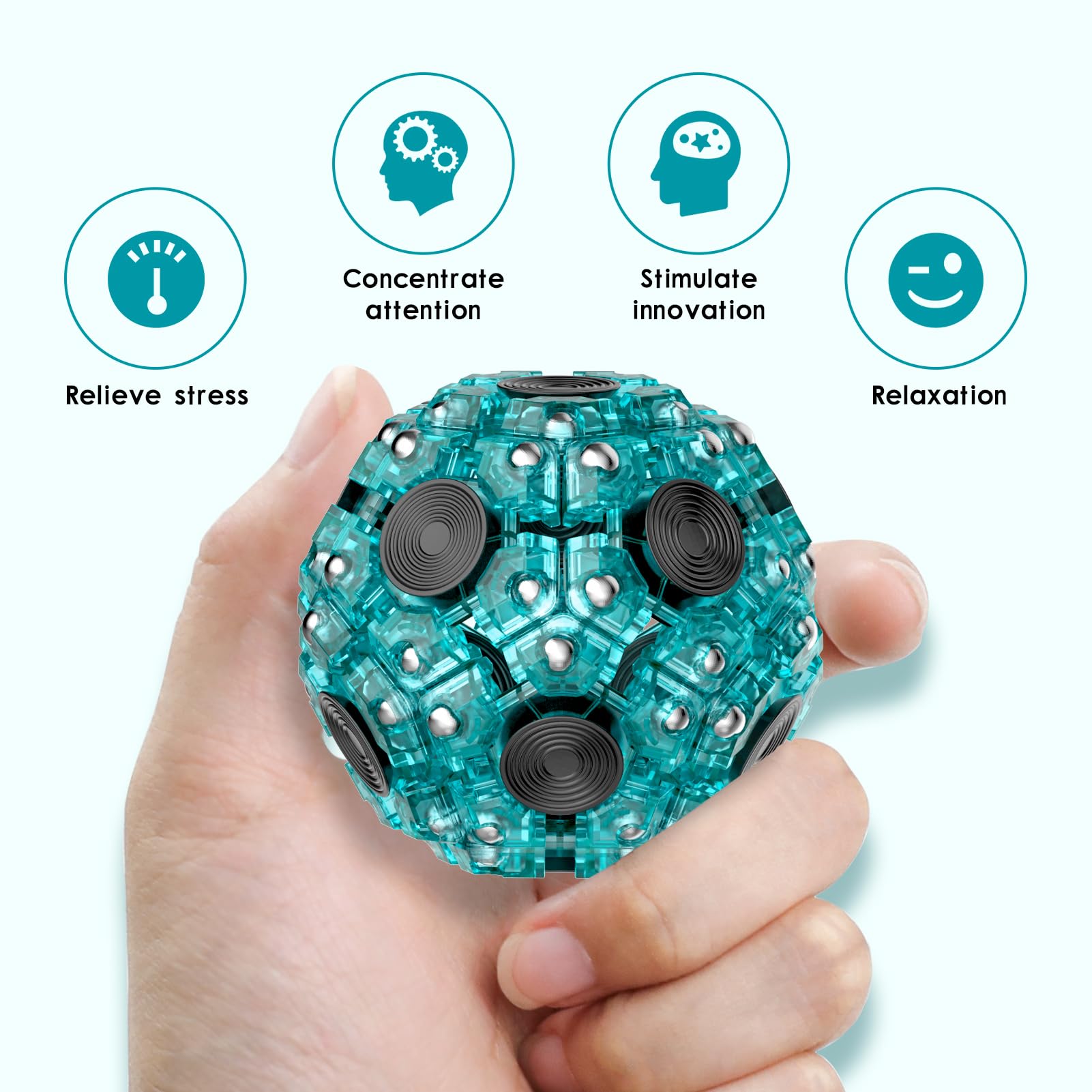 KEEYMENT Sphere Magnetic Fidget Toys Adults, Splicing & Turning Fidget Building Toy & Rotate Sensory Fidget Toy Set, Teen Boy Girl Gifts & ADHD Tool Desk Cool Gadgets Toys for Officee Stress Relief 4