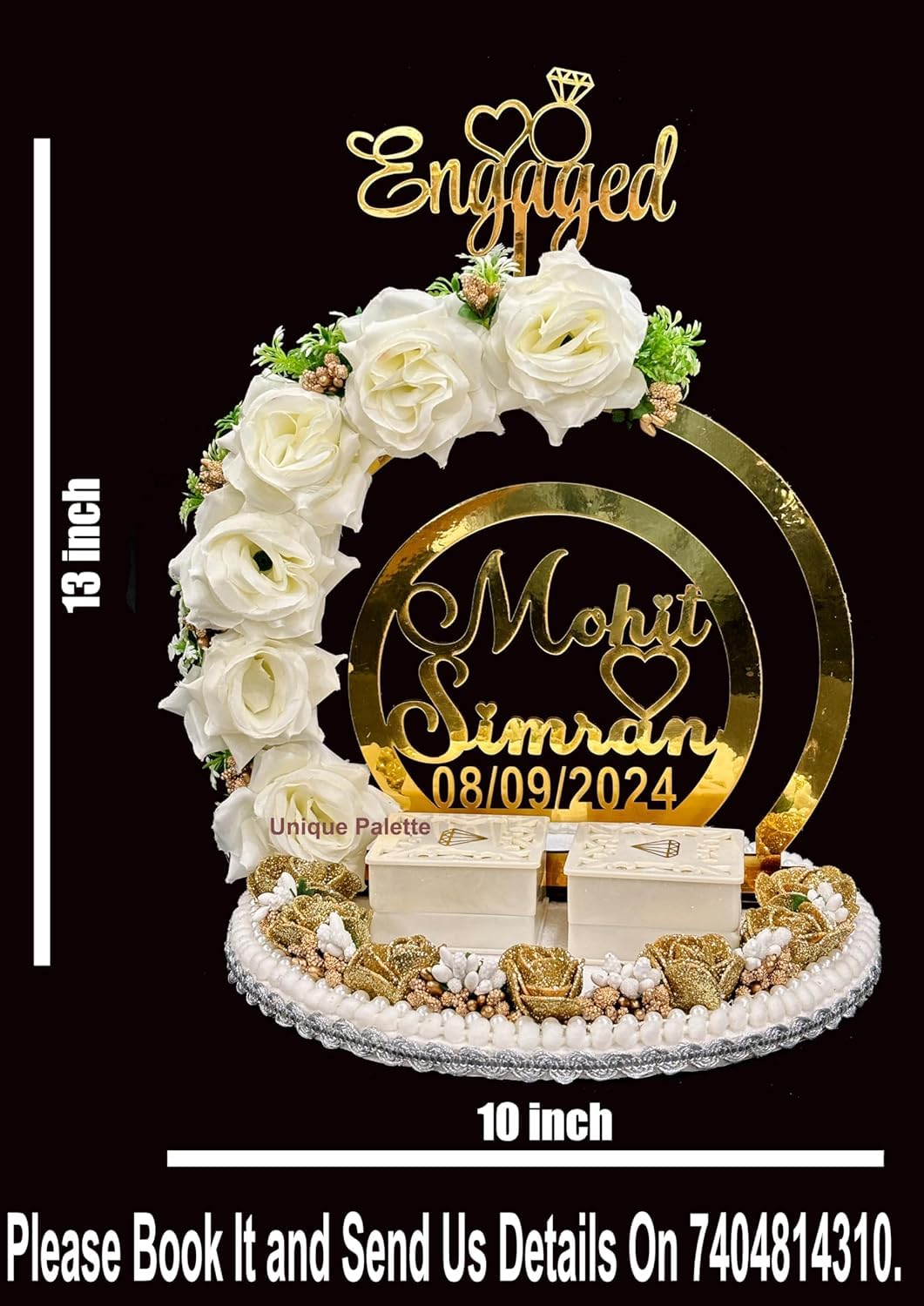 Unique Palette Personalized Engagement Wedding Ring Platter | Wedding Ring Platter | Marriage Décor | Engagement Tray 4