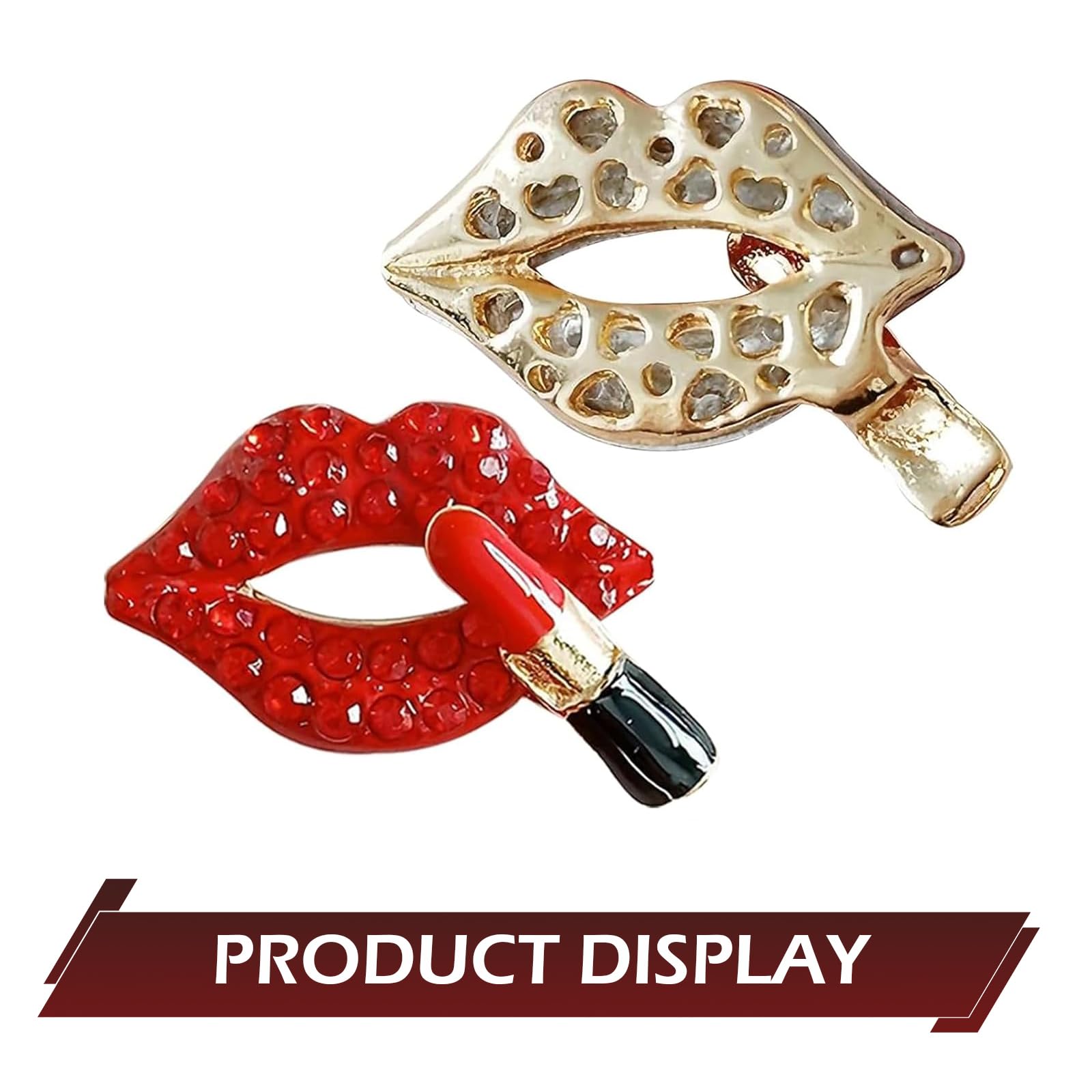 Teybouk 4 PCS Lip Air Vent Clips, Bling Car Vent Accessories, Women Auto Decorations, Universal for Most Cars, Trucks, SUVs (Red) 5