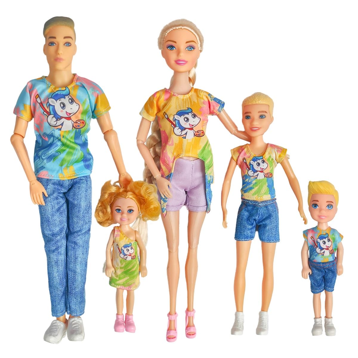 Chioldilly Interactive Family Toy Fun Action Figures Set, Imaginative Educational Family Doll Play, for Kids 3+(Editions F)