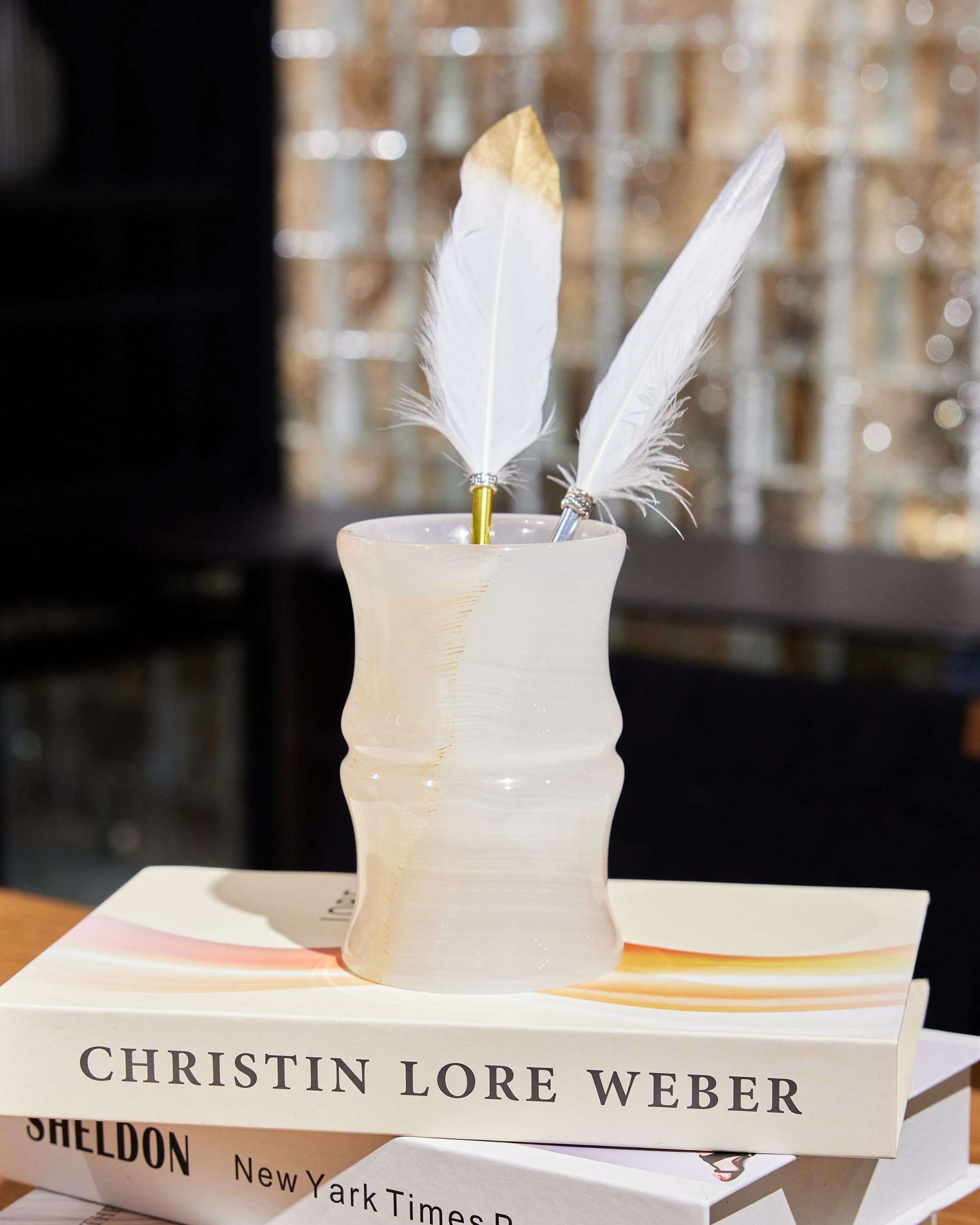 JMOIRE Afghanistan Natural Jade Stone Pen Holder for Desk, Elegant High-End and Unique Gifts, Home Office Desk Decor for Women and Men, Gifts for Seniors, Best Office Gifts Ideas. (Translucent) 5