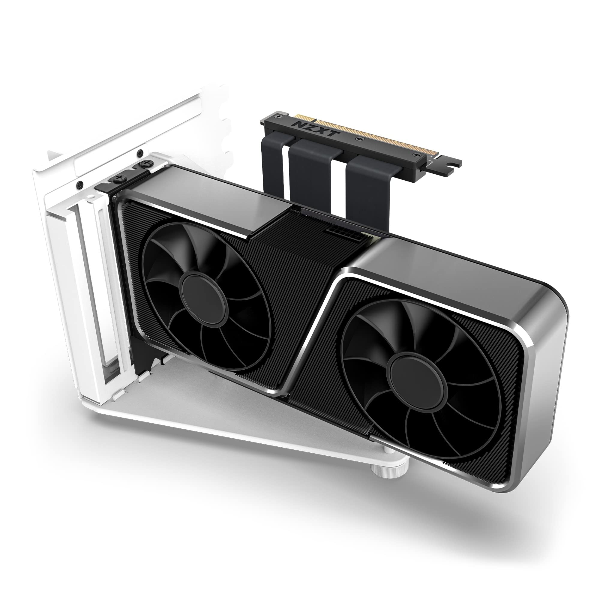 NZXT Vertical GPU Mounting Kit - AB-RH175-W1-175 mm PCIe 4.0x16 Riser Cable - GPU Holder - Sturdy Steel Bracket - White 6