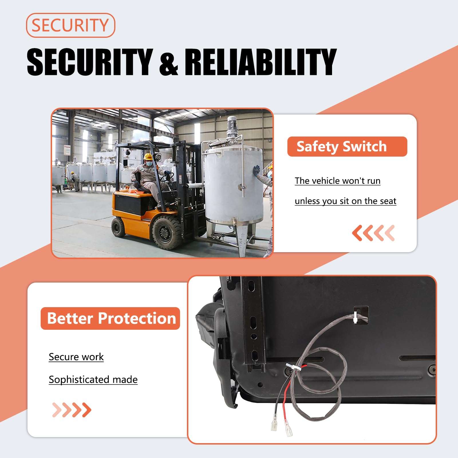 TICSEA Universal Forklift Seat, Tractor Seat with Adjustable Angle Back, Armrest And Safety Belt,for Tractor, Excavator Skid Loader Backhoe Dozer Telehandler 5