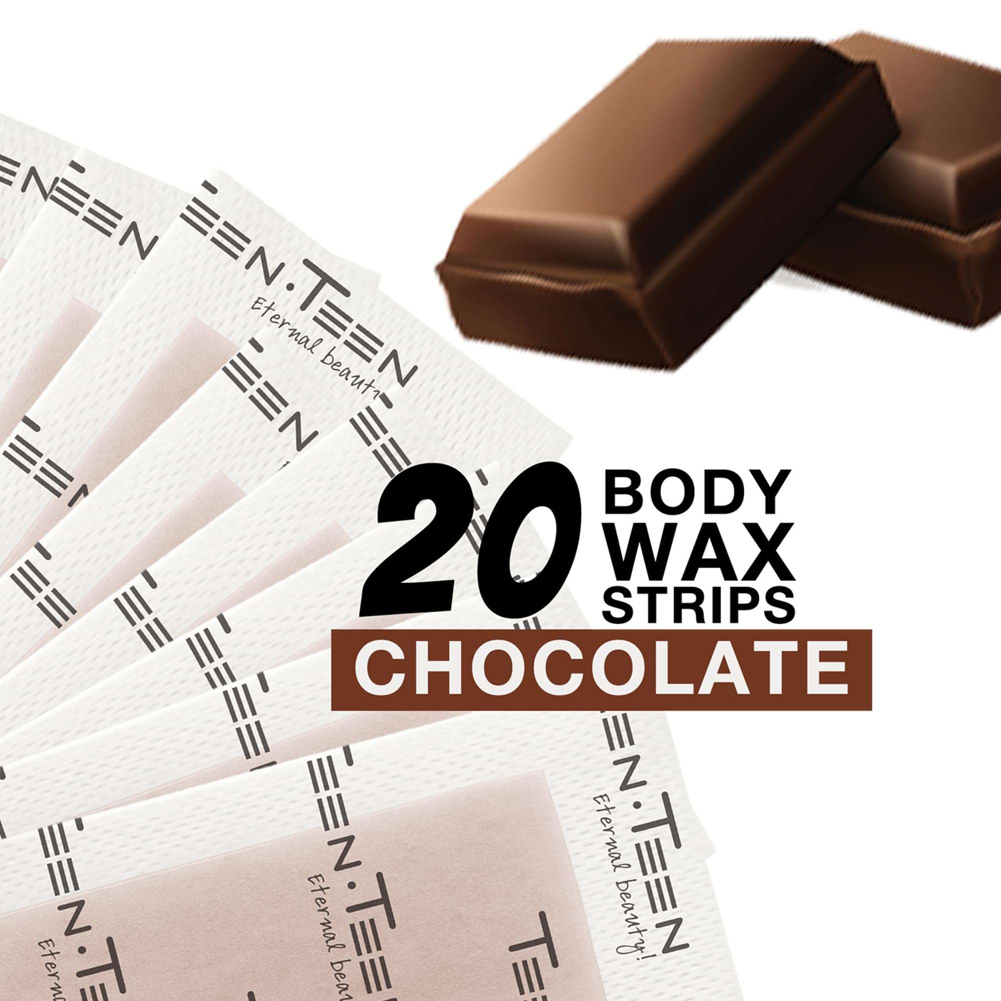 TEEN TEEN Body Wax Strips for Women | 20 Non-Woven Waxing Strips for Face, Legs, Underarms | Removes Unwanted Hair for Smooth, Long-Lasting Results, Chocolate, 20Pcs 3