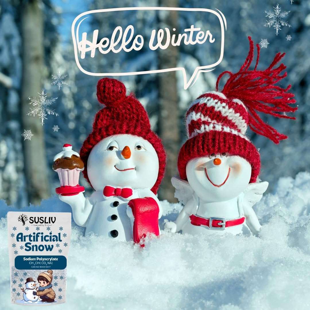 SUSLIV Artificial Snow Powder, Instant Snow Making Kit, Sodium Polyacrylate Slush Powder, Toys for Kids (1 Kg) 4