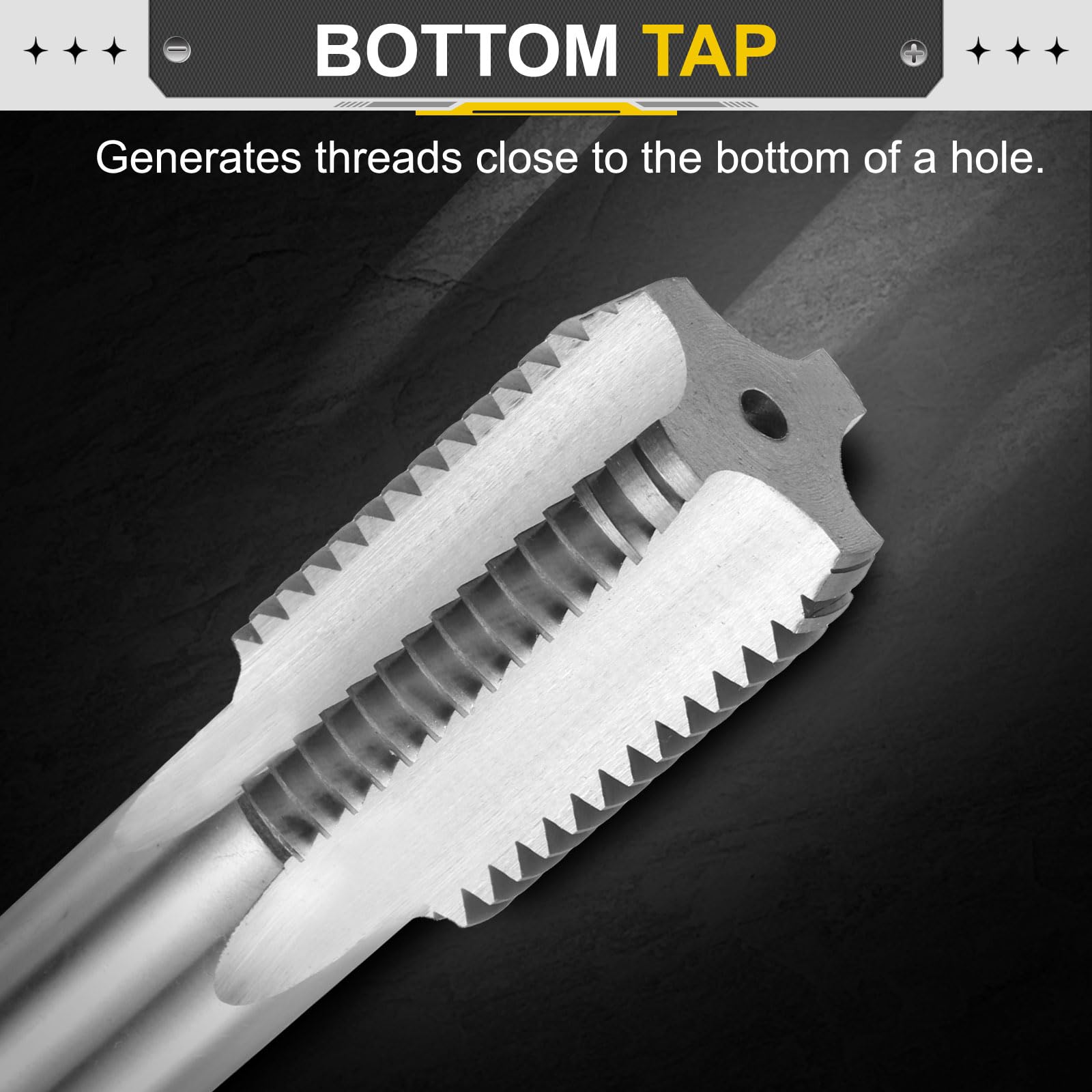 uxcell Hand Bottom Tap 1"-1/2"-6 BSW 2B Thread Bottoming Style Threading Taps High Speed Steel HSS6542 Straight Flutes Screw Tapping Tool 4