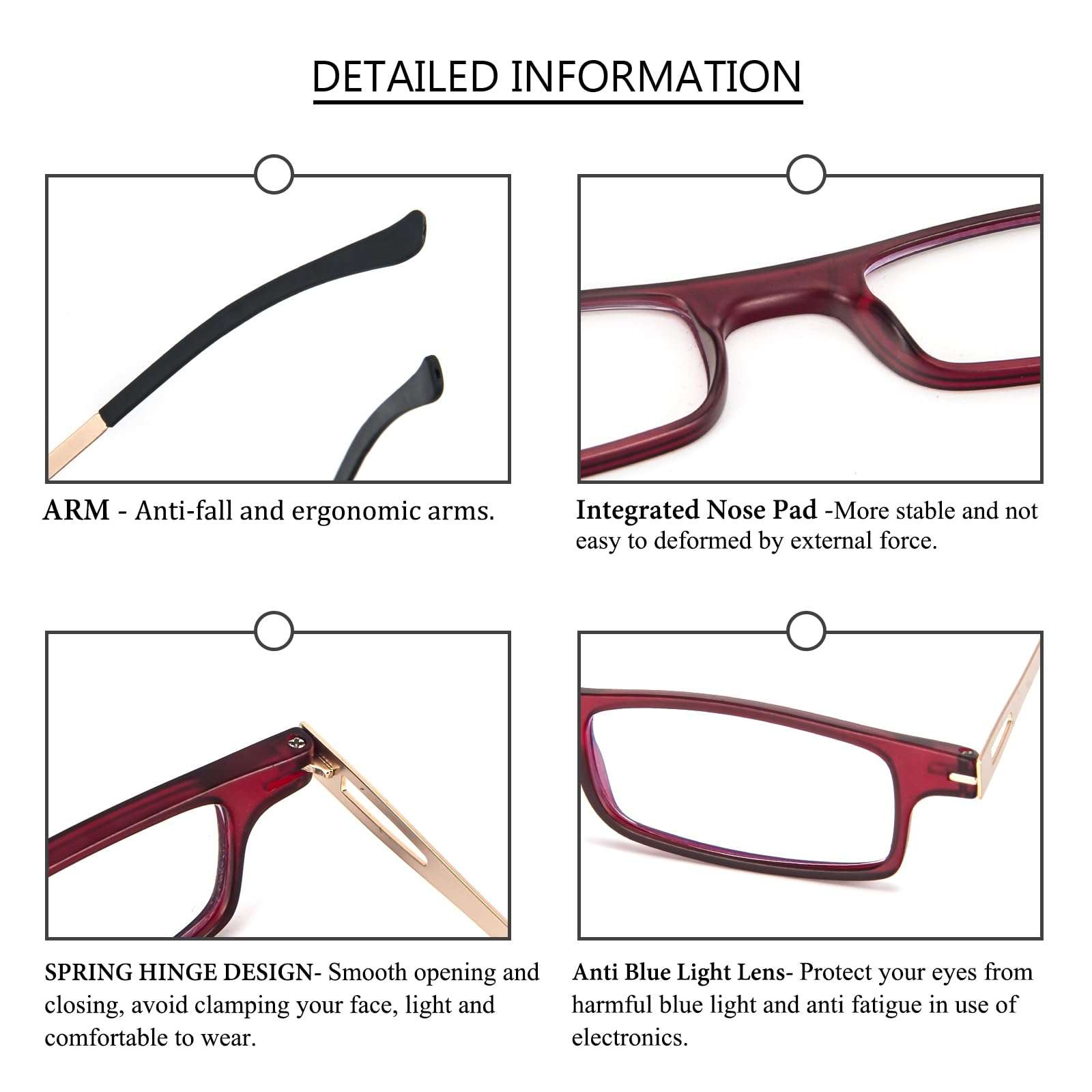 REAVEE Folding Reading Glasses for Men Women Ultra Thin Blue Light Blocking Anti UV/Eyestrain Computer TR90 Slim Foldable Portable Readers with Compact Flat Case, Red +3.0 5