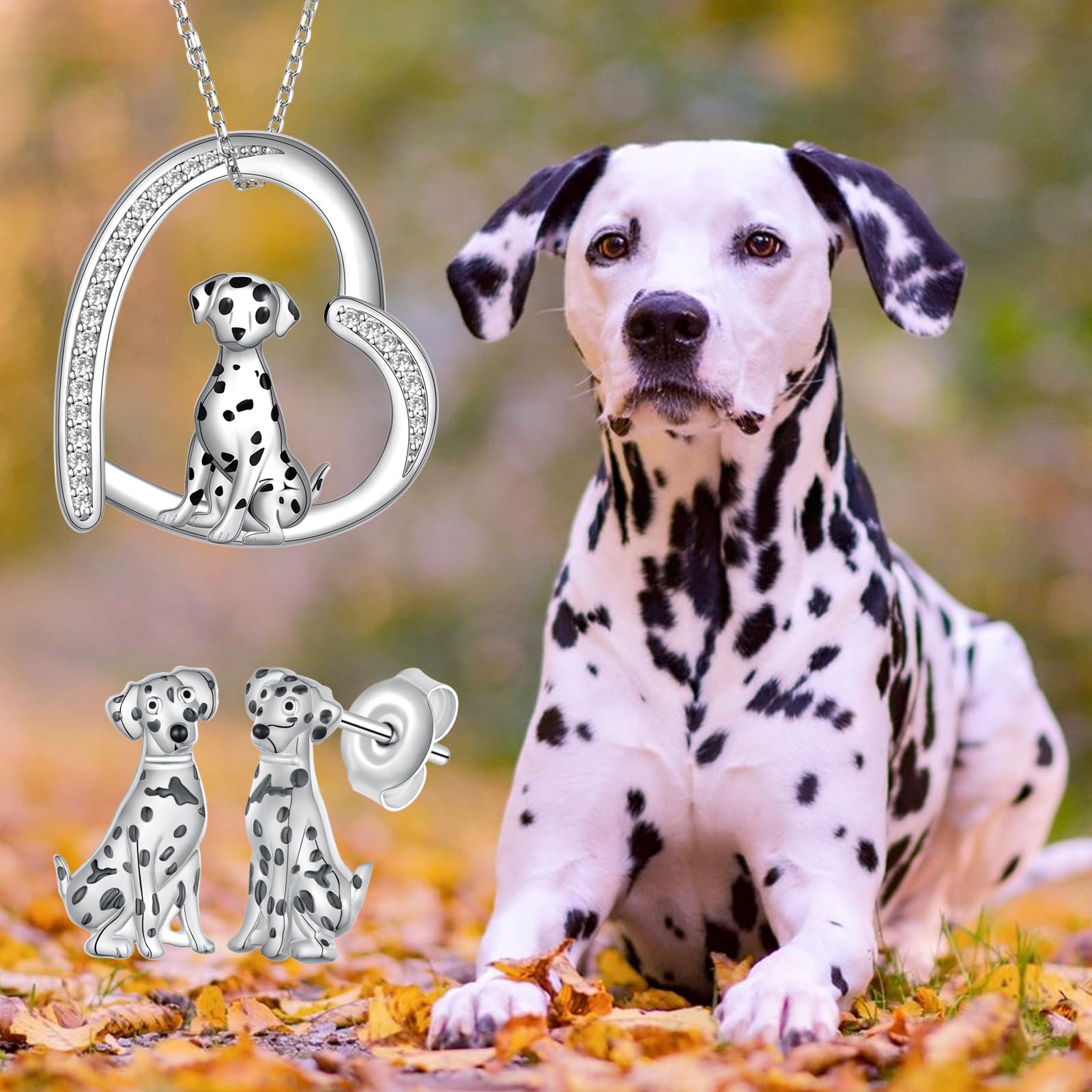 SVODEA Dalmatian Gifts 925 Sterling Silver Dalmatian Jewelry Cute Animal Dog Jewelry Gifts for Women Dog Lover 3