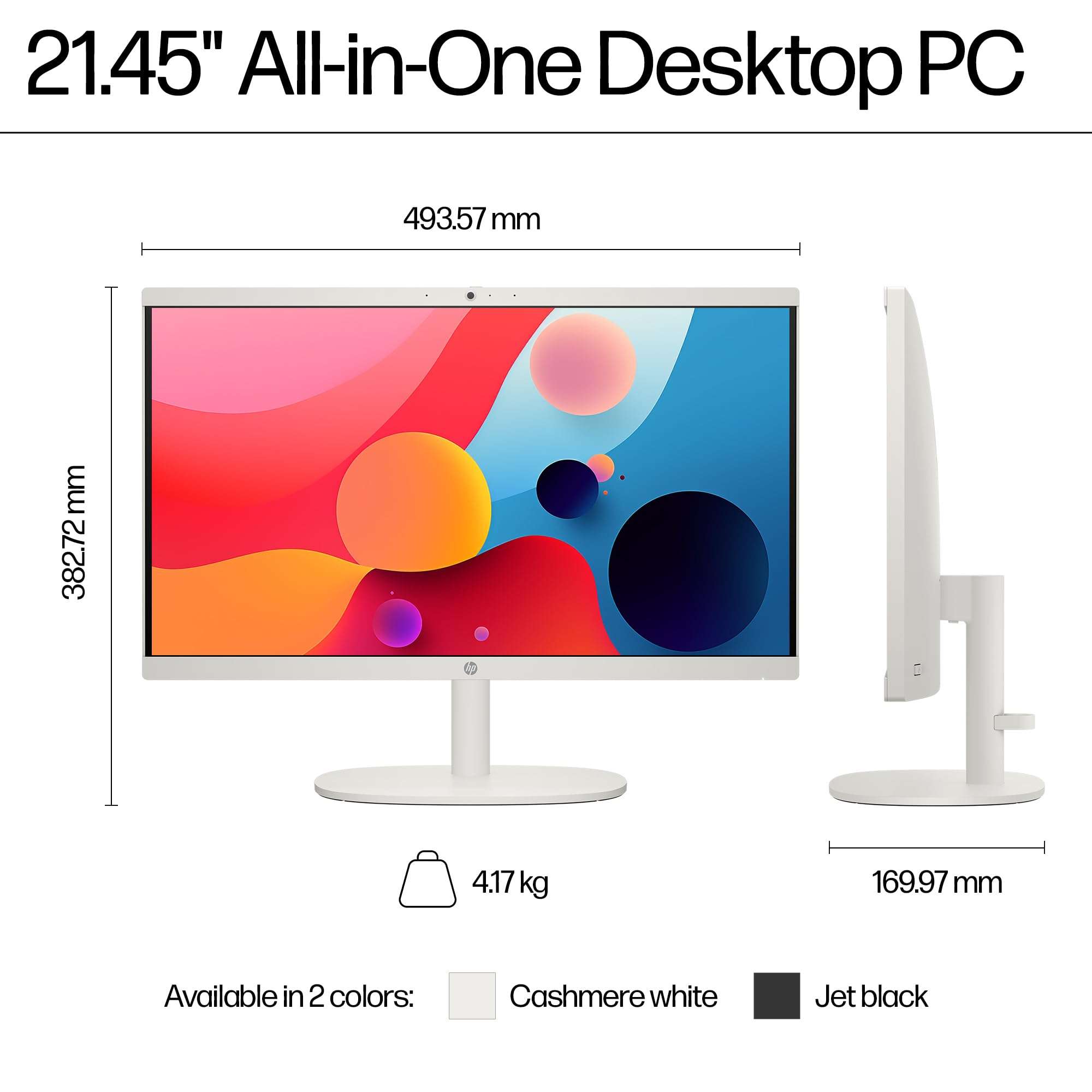HP All-in-One Desktop Intel® Core™ i3-N300,21.5 inch(54.5cm),FHD,Anti-Glare,8 GB DDR5, 512GB SSD,White Wireless Keyboard and Mouse Combo,White, Windows 11, 4.17kg,22-dg0786in 3
