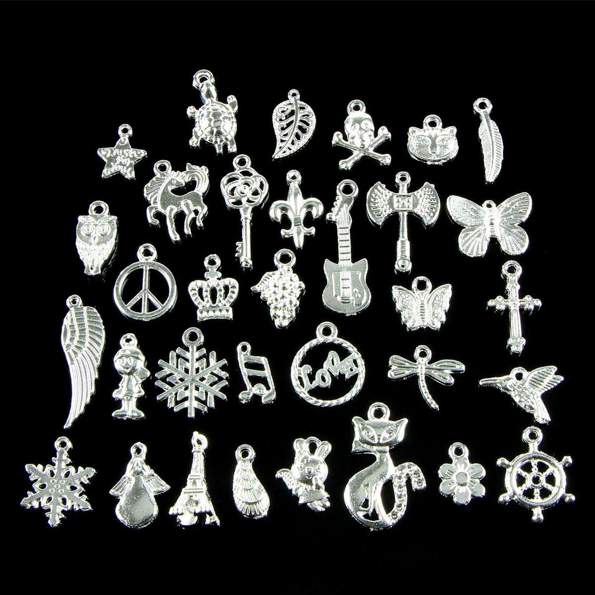 50pcs Charms for Jewelry Making,Dainty Tibetan Silver Charms Pendants Crafting Accessories for Necklace Bracelet Ankle Jewelry DIY Making 4