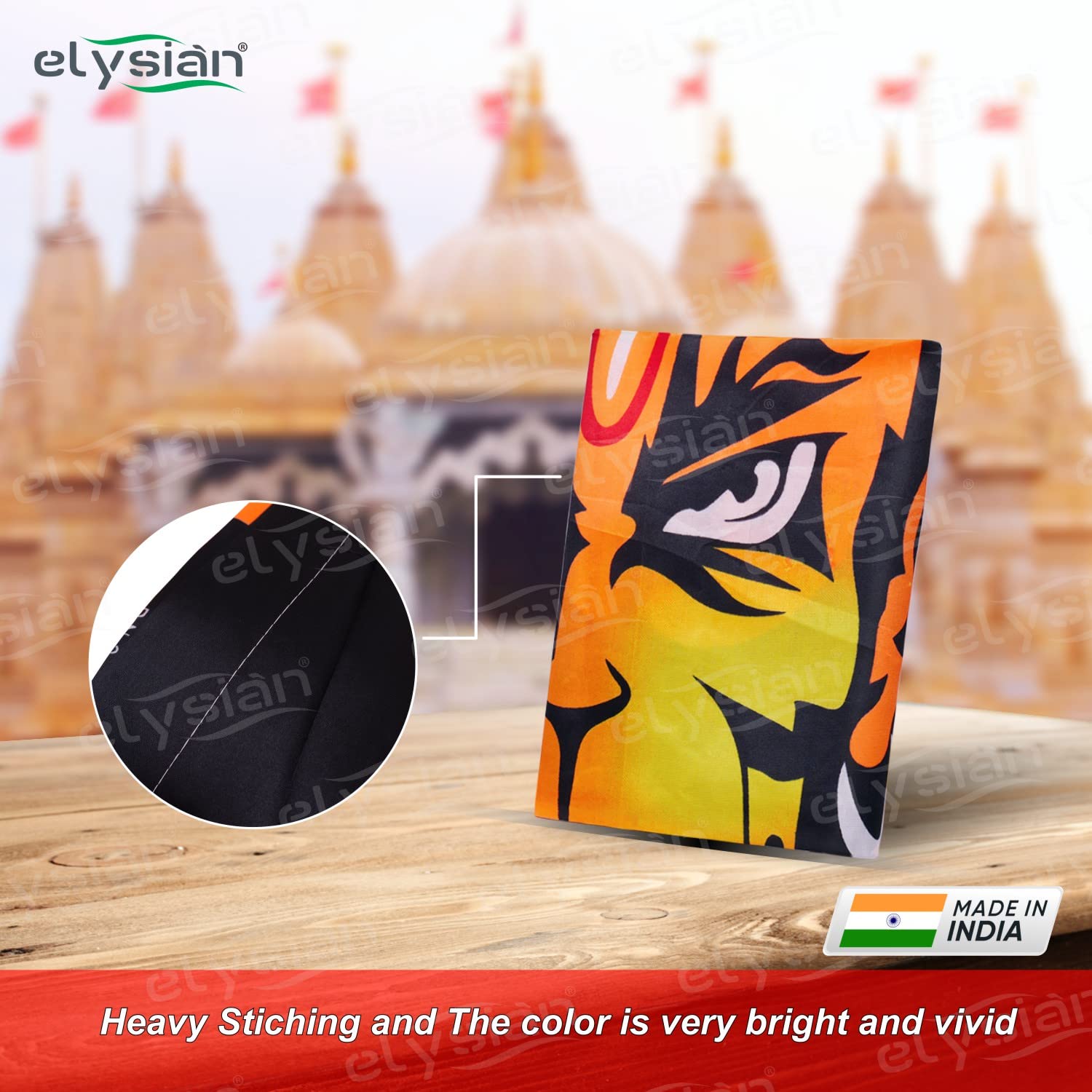 Elysian Hanumanji Printed Flag Bajrangbali Jhanda Hanuman Dhwaja Flag Flage For Hanumanji Size 76 cm x 114 cm / 30 x 45 Inch 1Pc 3
