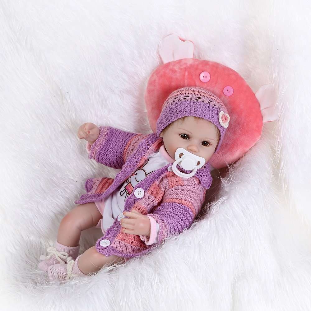 Reborn Baby Dolls RB082, 100% Handmade 15.7" 40cm Realistic Baby Dolls Full Vinyl Silicone Lifelike Newborn Doll Girls Kids Gifts/Toys, EN71 CERT 6