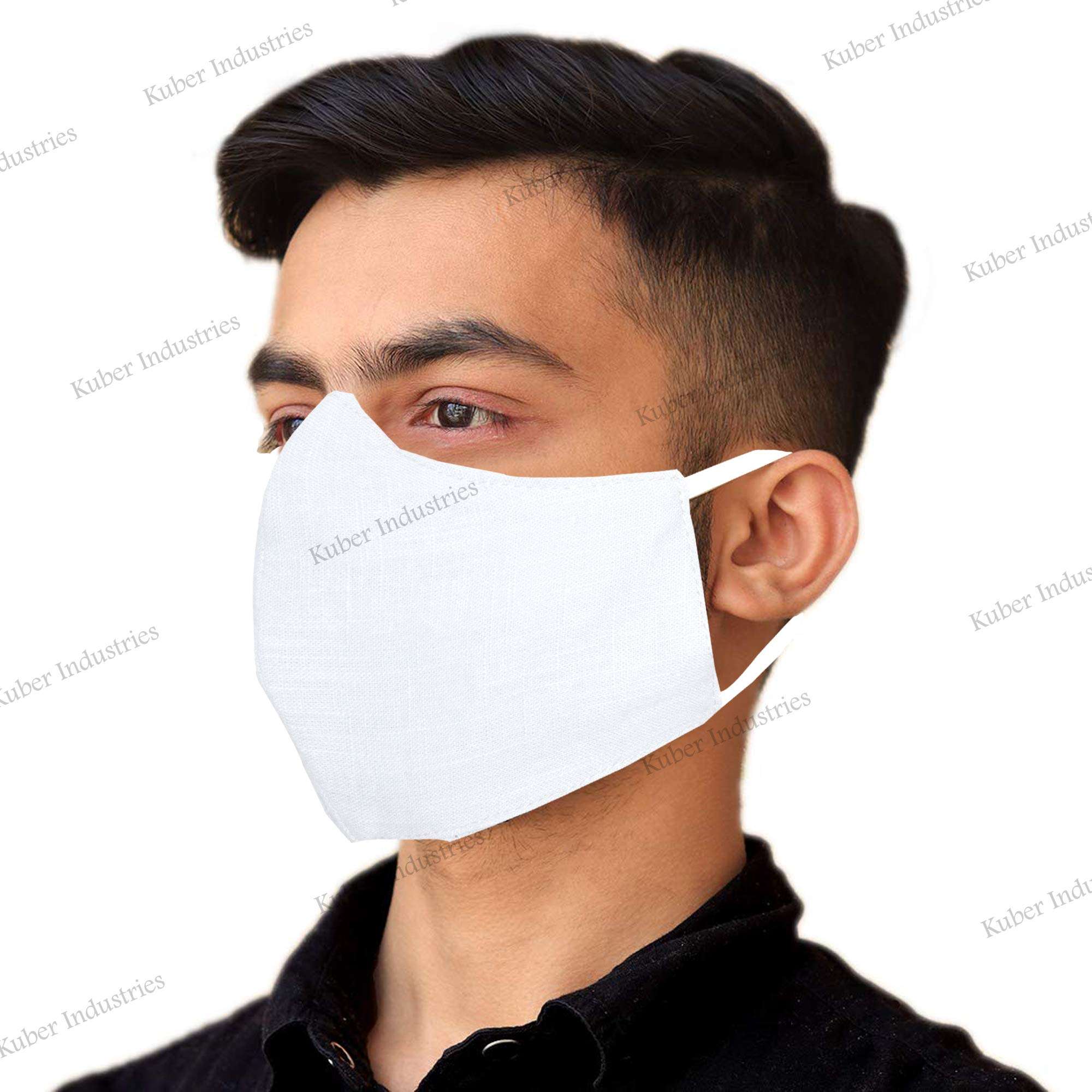 Kuber Industries 100% Cotton 2-Layer Reusable Anti Pollution Mask (Pack Of-20 White)-MASK46269 4