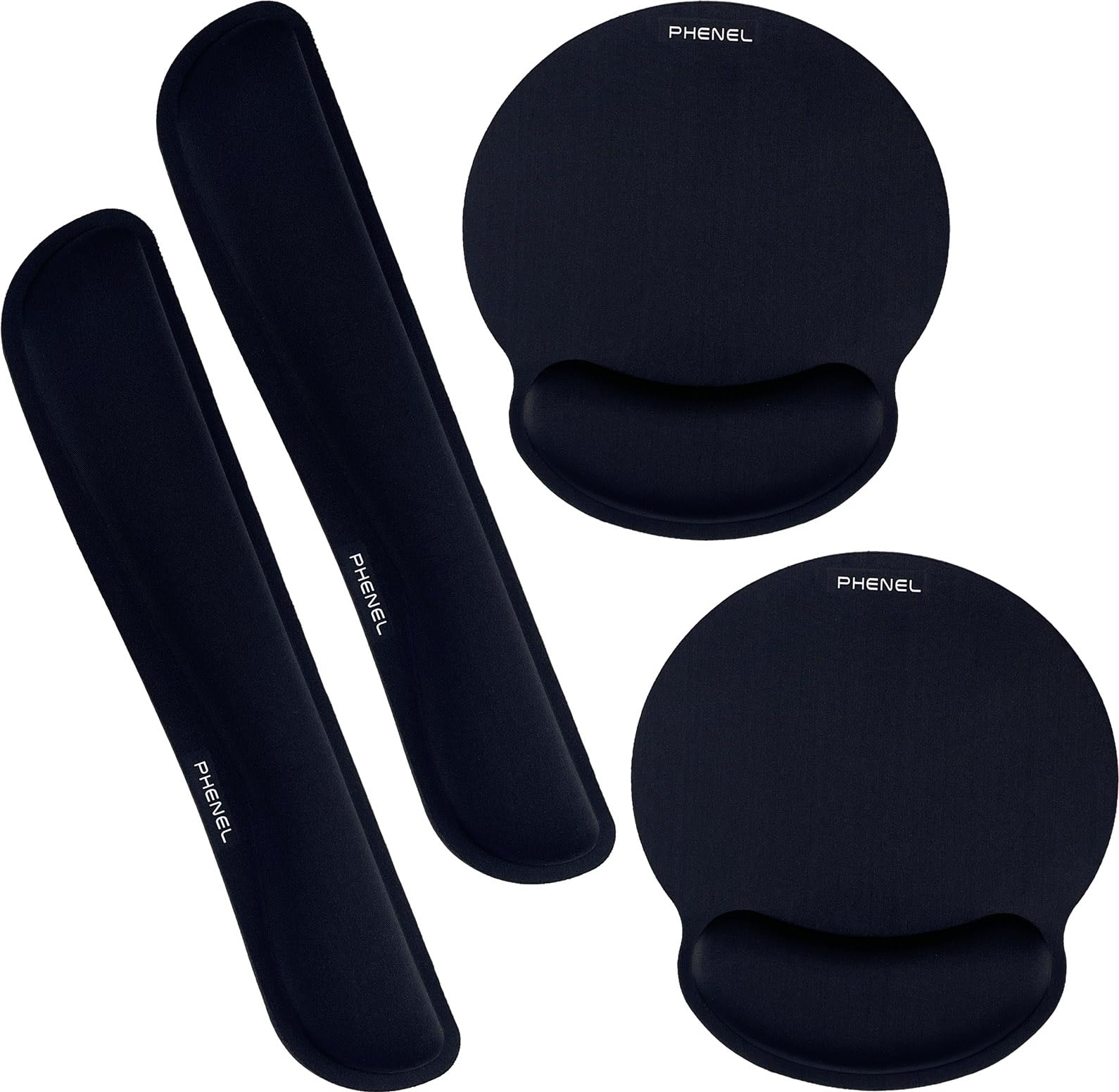 Phenel Premium Memory Foam Keyboard and Mouse Wrist Rest Pads Set- for Wrist Support on Computer, Laptop, Office, Playing Games,Pain-Reducing,Easy Gliding,Portable,(Pack of 2)