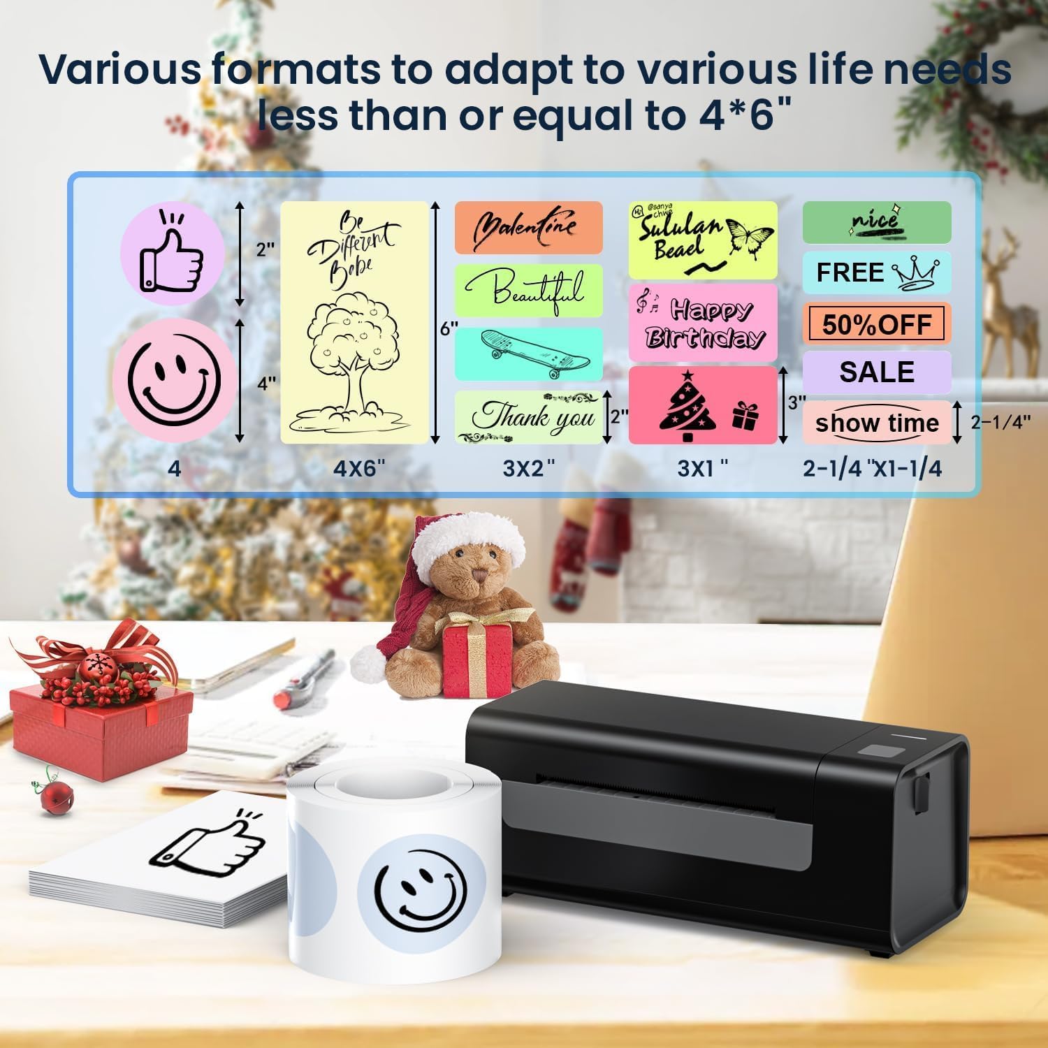 BRONTIX Bluetooth Thermal with Stand Printer 4x6 inch Label for Business | Bluetooth inkless Printer | | 203 DPI | Barcode Printer Machine | Label Printer Machine 4