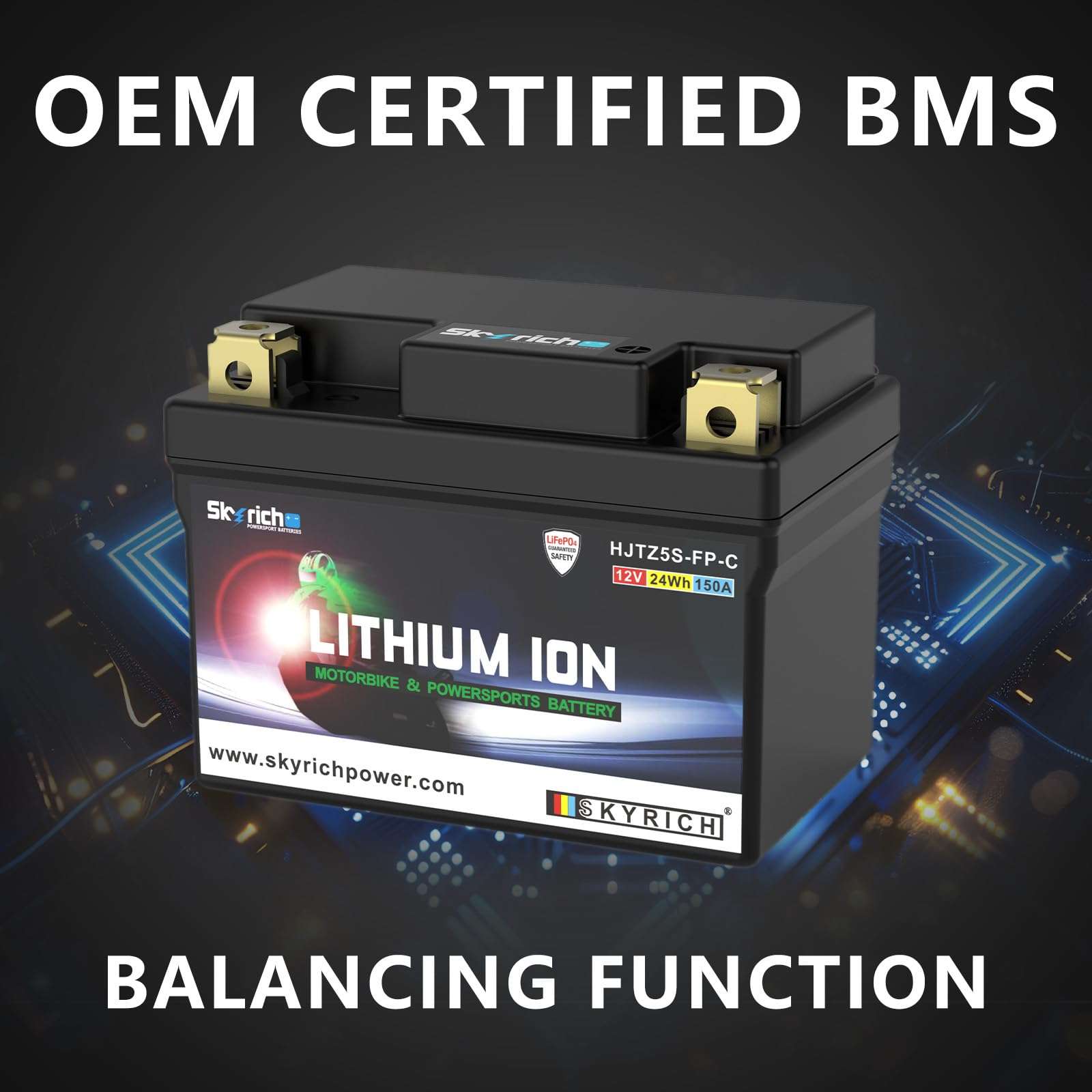 Skyrich HJTZ5S-FP-C Lithium Motorcycle LiFePO4 Battery,12V 2Ah 120A,KTM TRIUMPH,79111053000,T2504269,T2502919,Genuine OEM Part,EUDURO, Motocross, Freeride, Offroad, Dirt Bikes,Powersports 5