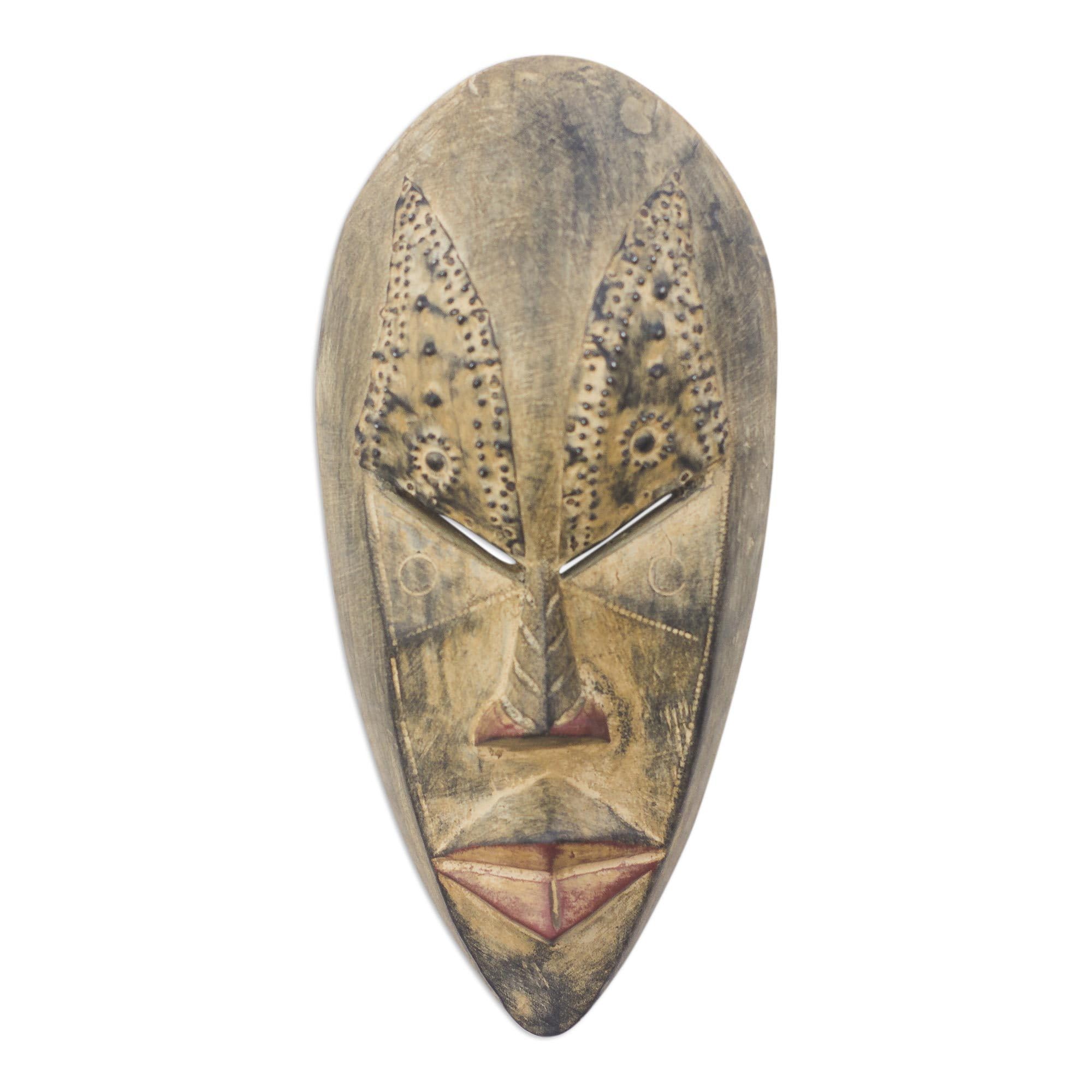 NOVICA Hand Carved African Wall Mask 'Brilliant Mind'