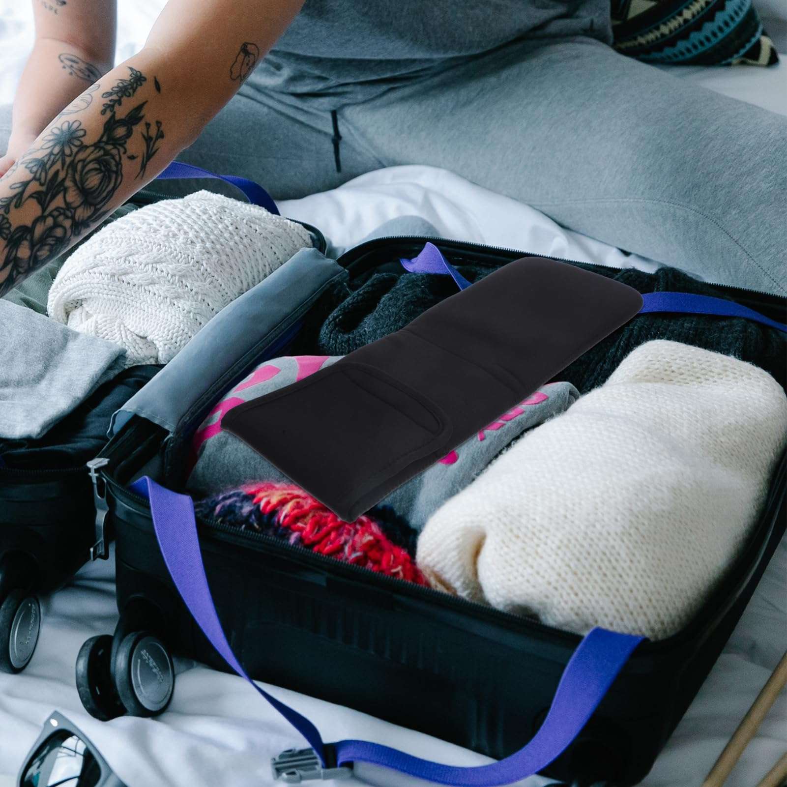 SOESFOUFU Hair Curler Protective Case Holder Hair Styling Tool Container Hair Dryer Case Hair Straightener Organizer Sundry Bag Suitcases Crimper Hair Tool Hair Styling Tool Bag Black Canvas 4