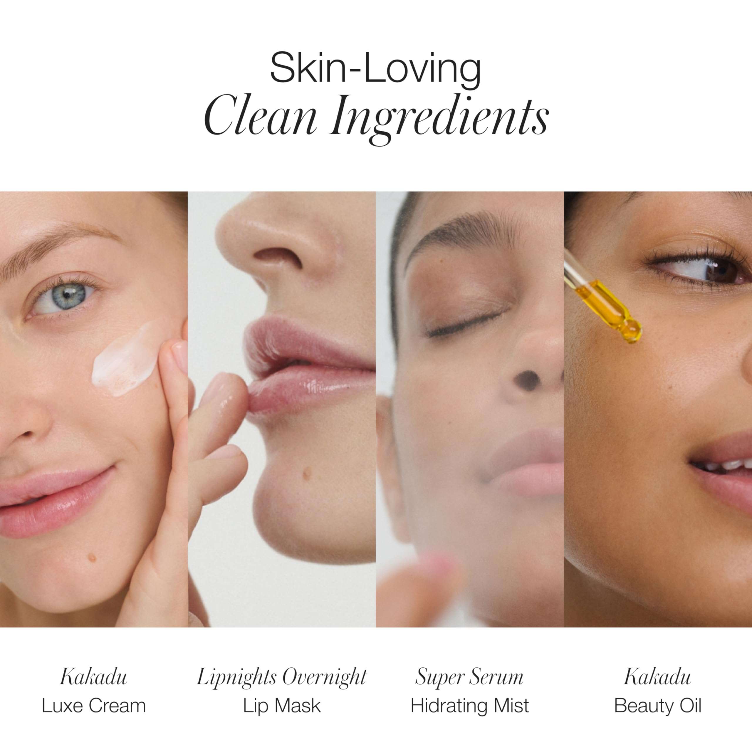 RMS Beauty Skincare Secrets Kit - Skin Care Set Kakadu Beauty Oil, Kakadu Luxe Cream, SuperSerum Hydrating Mist & Lipnights Lip Mask, Beauty Present Sets 5